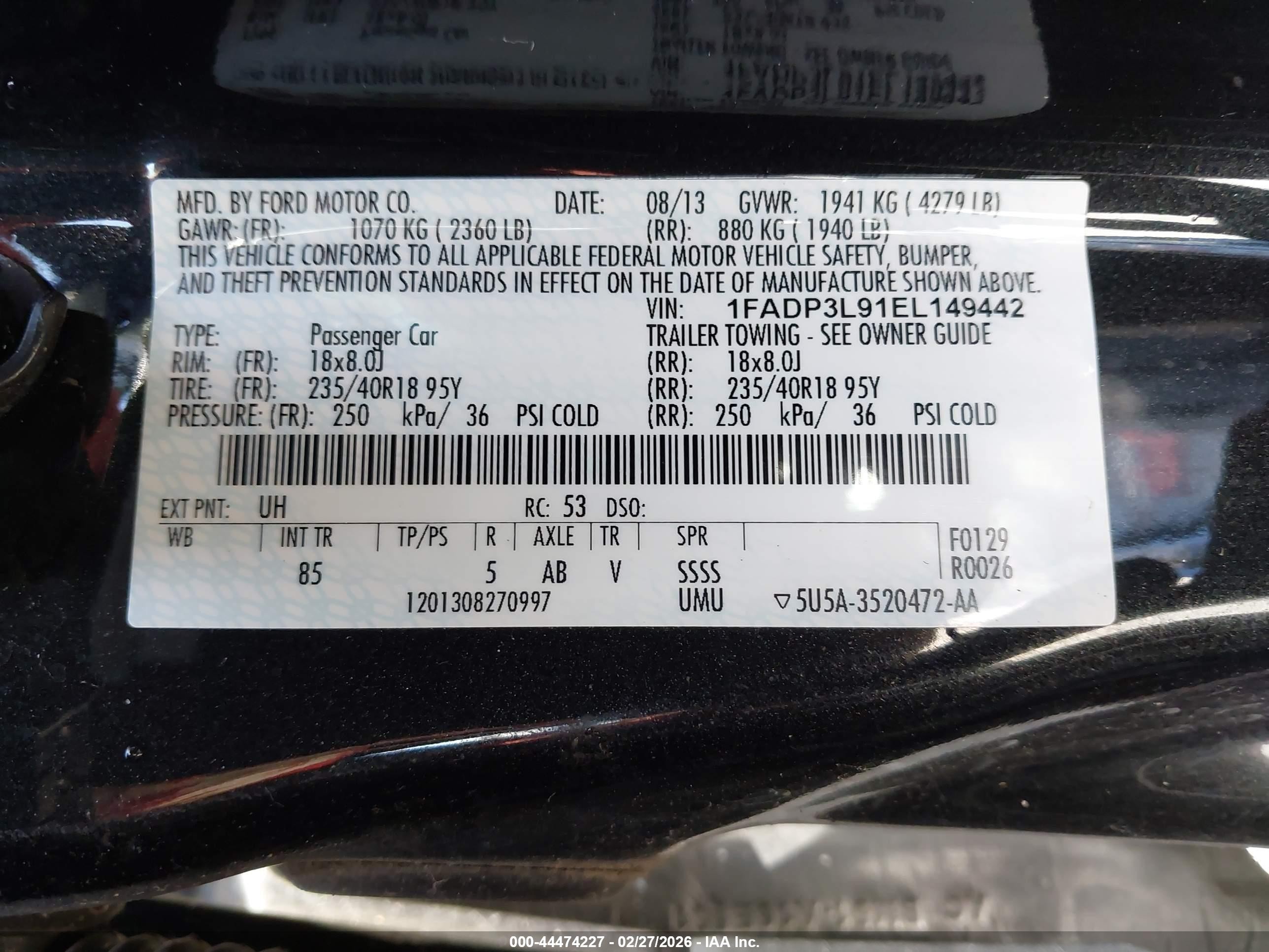 2014 Ford Focus St   Black vin: 1FADP3L91EL149442