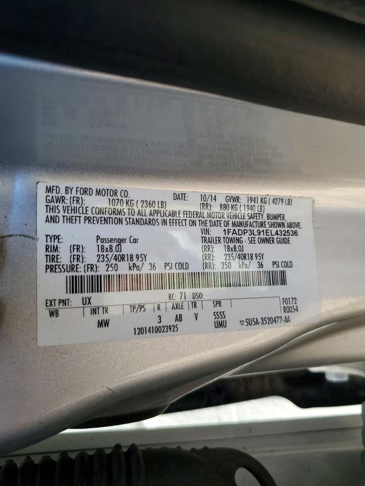 2014 Ford Focus St Silver vin: 1FADP3L91EL432536