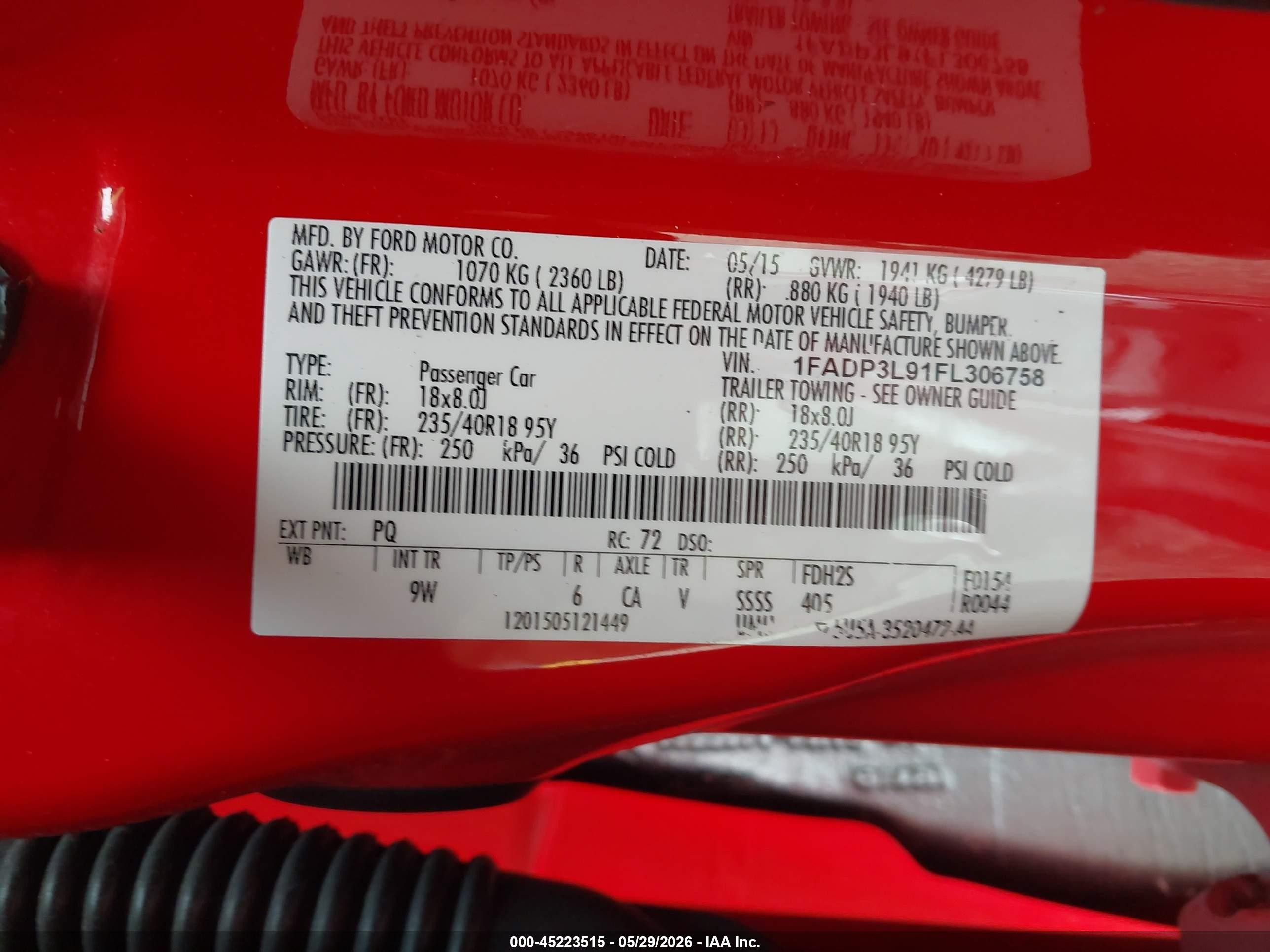 2015 Ford Focus St   Red vin: 1FADP3L91FL306758