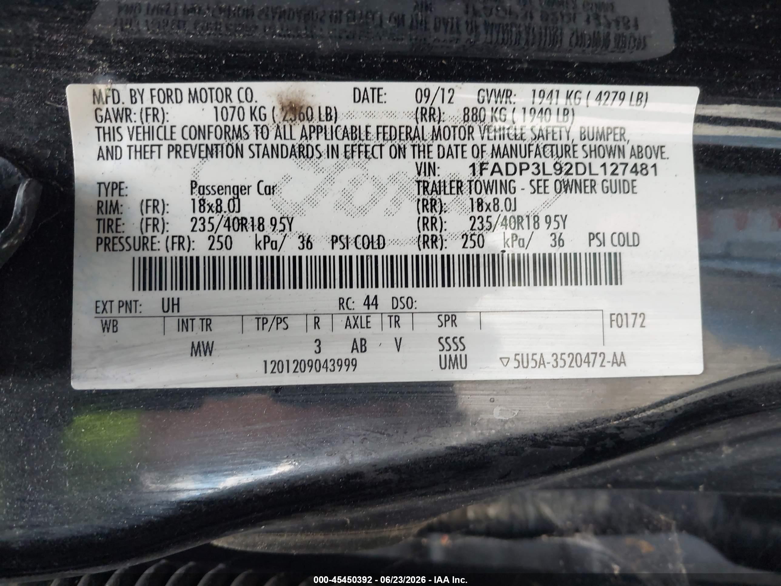 2013 Ford Focus St   Black vin: 1FADP3L92DL127481