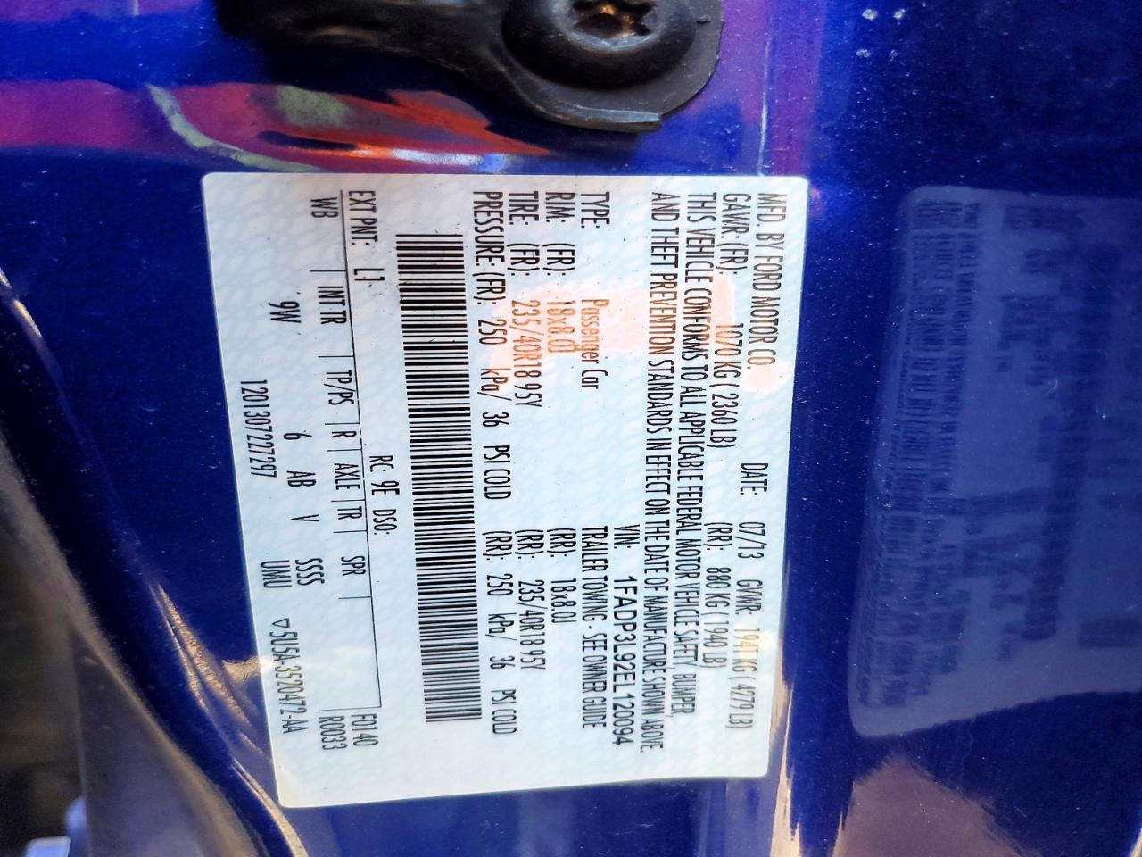 2014 Ford Focus St Синий vin: 1FADP3L92EL120094