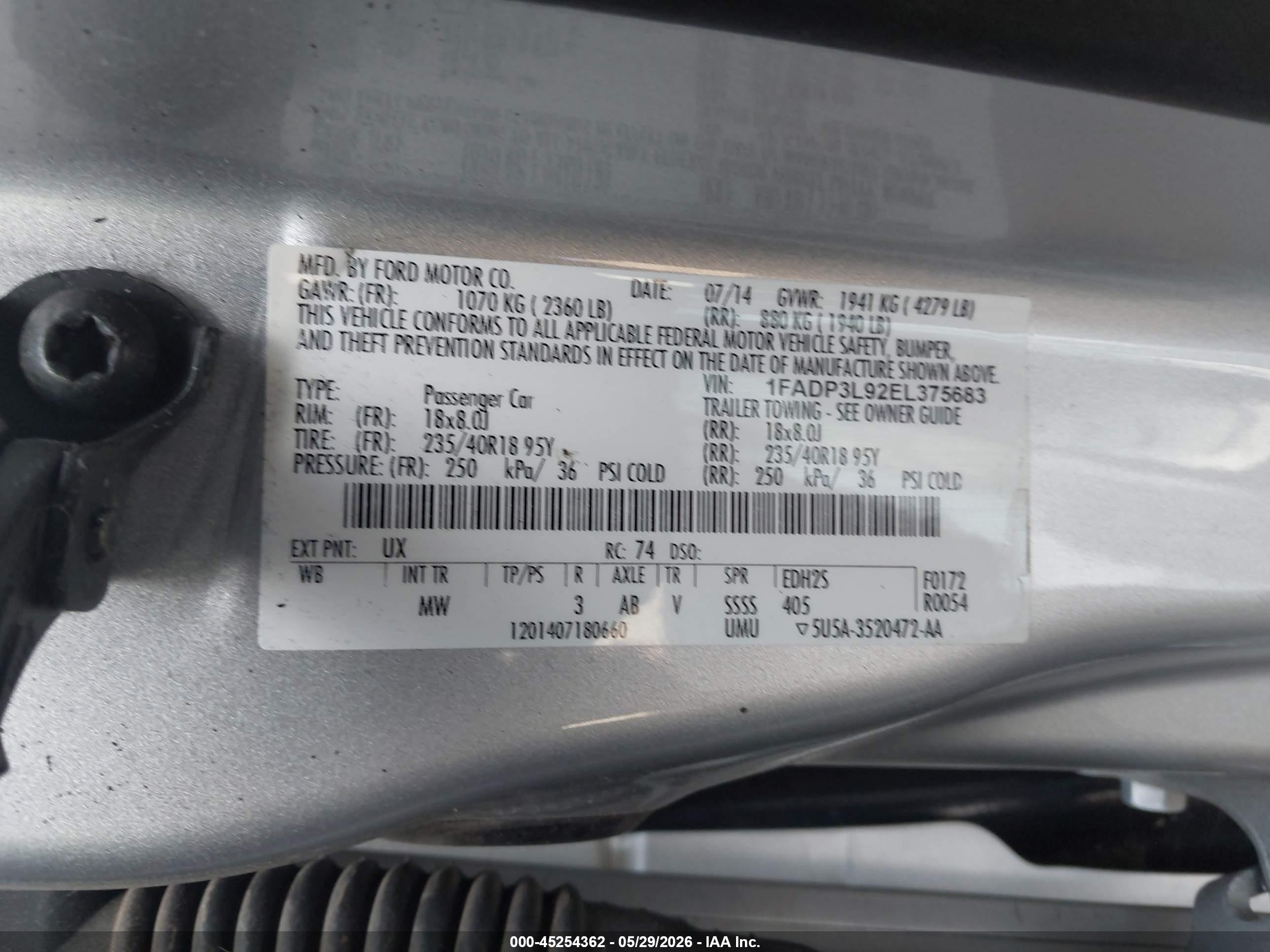 2014 Ford Focus St   Silver vin: 1FADP3L92EL375683
