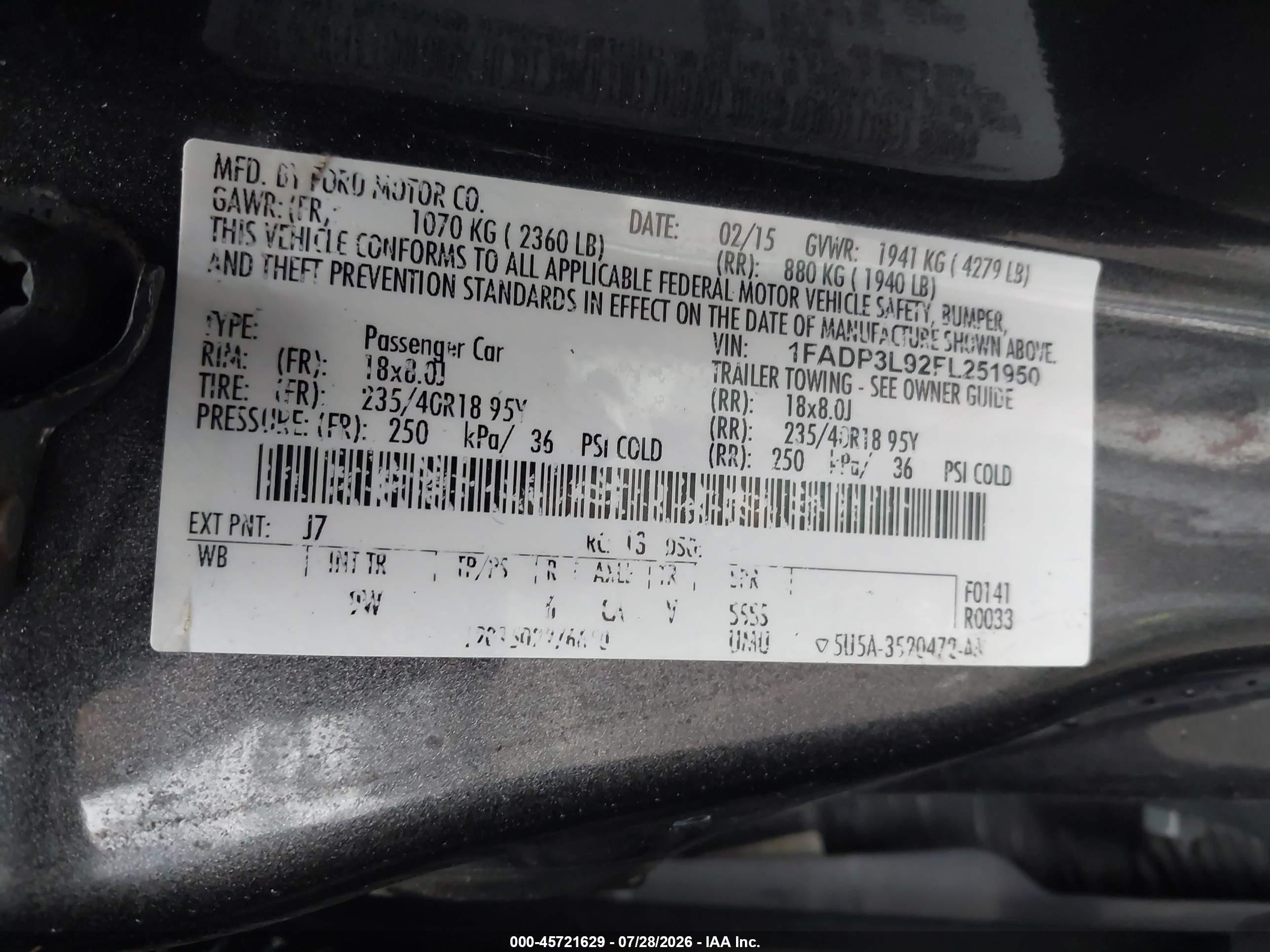 2015 Ford Focus St Gray vin: 1FADP3L92FL251950