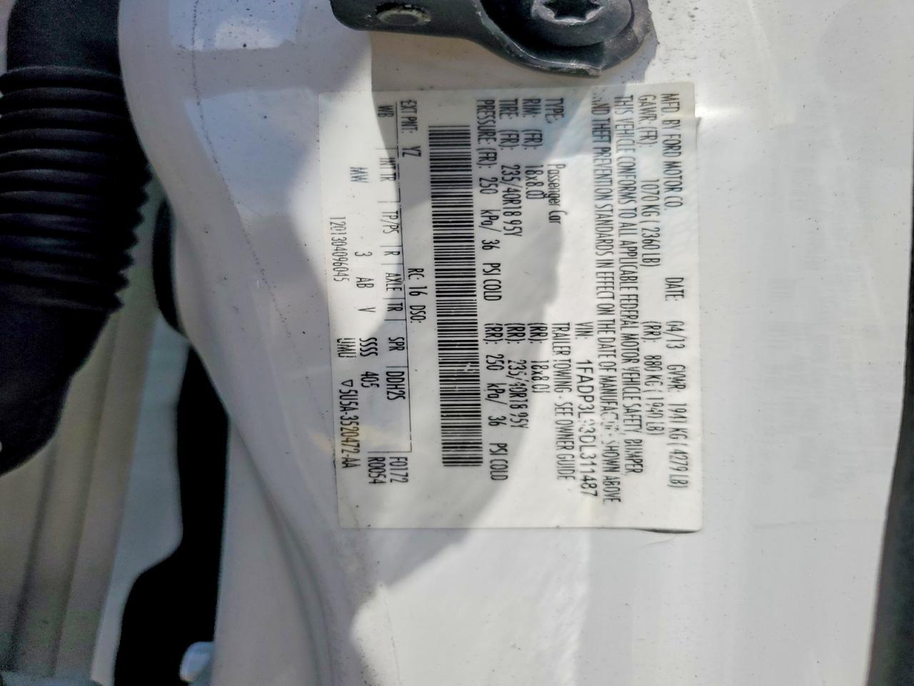 2013 Ford Focus St White vin: 1FADP3L93DL311487