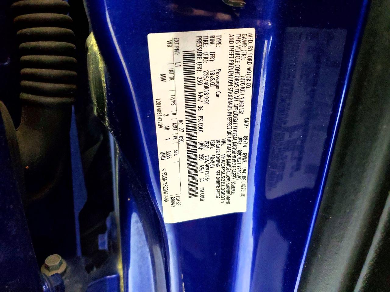 2014 Ford Focus St Blue vin: 1FADP3L93EL388071