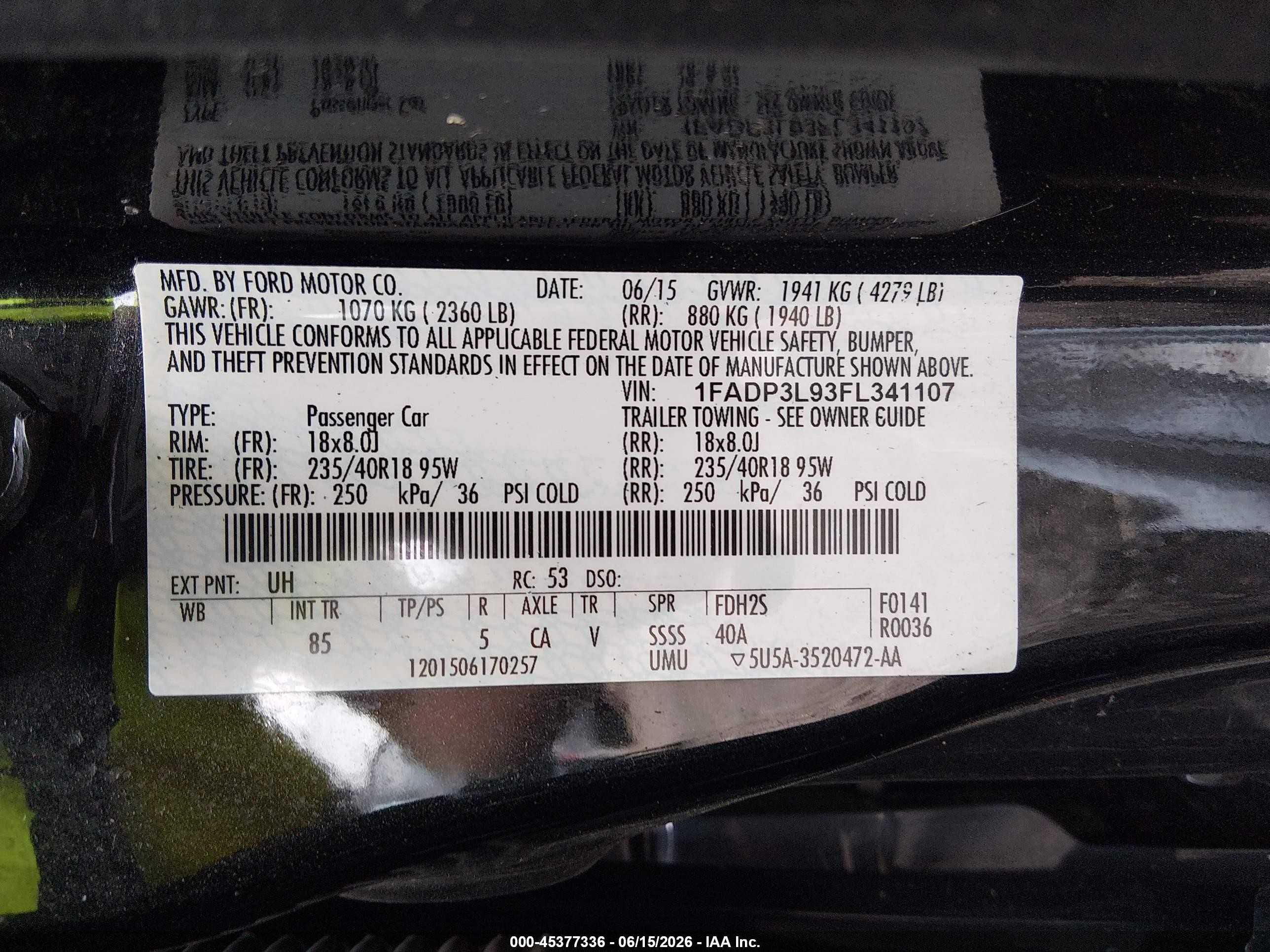 2015 Ford Focus St   Черный vin: 1FADP3L93FL341107