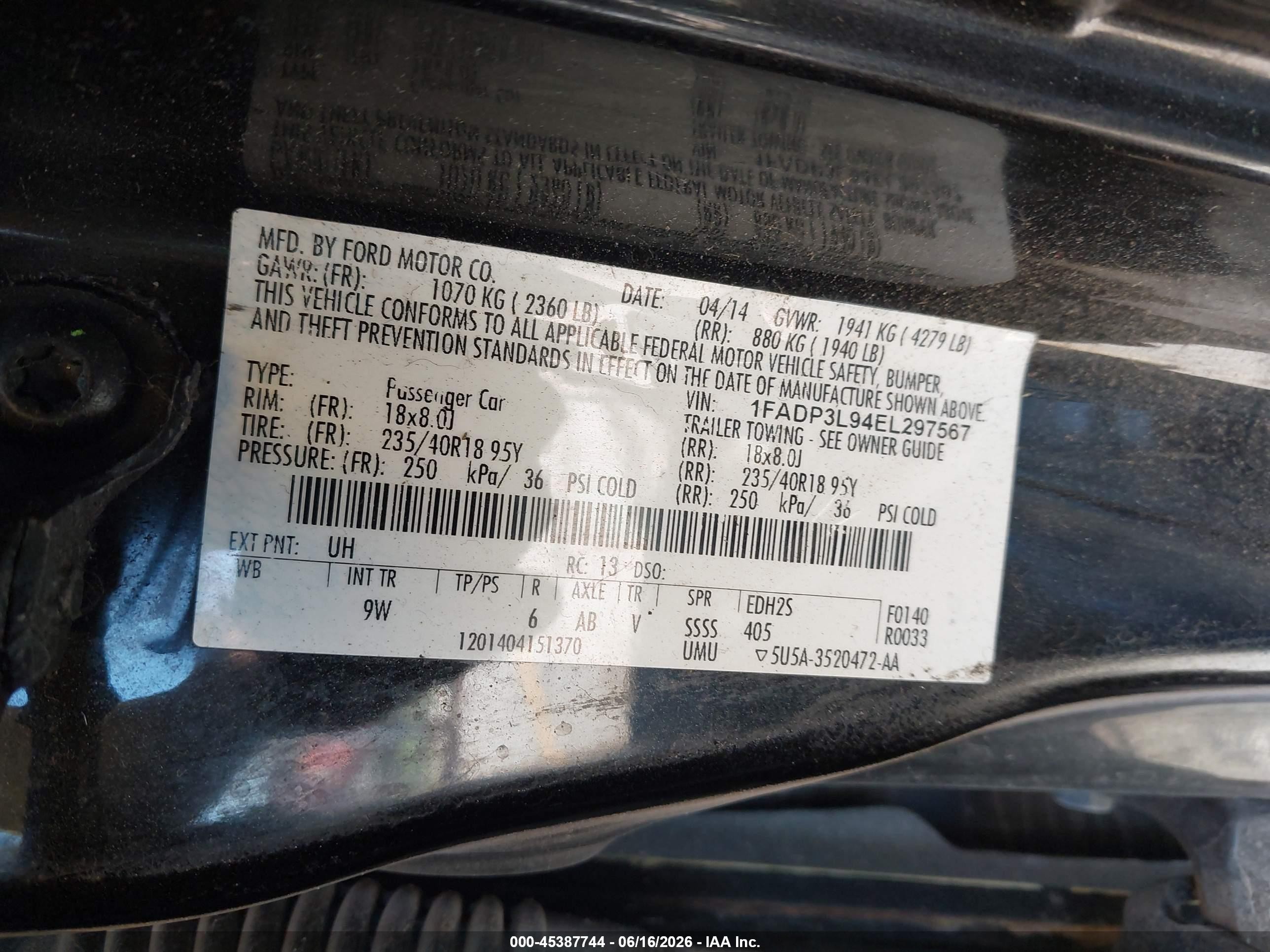 2014 Ford Focus St Black vin: 1FADP3L94EL297567
