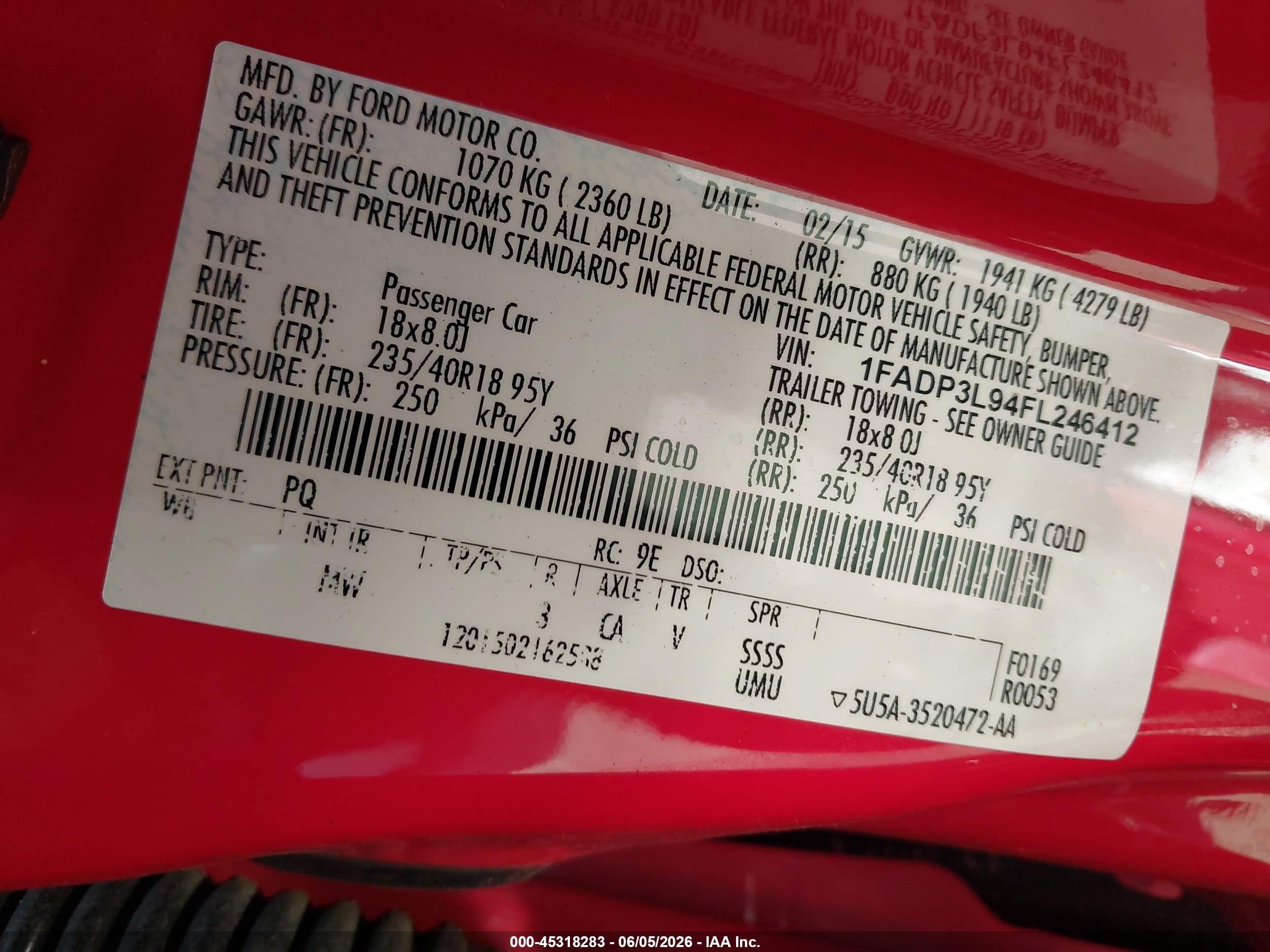 2015 Ford Focus St   Red vin: 1FADP3L94FL246412