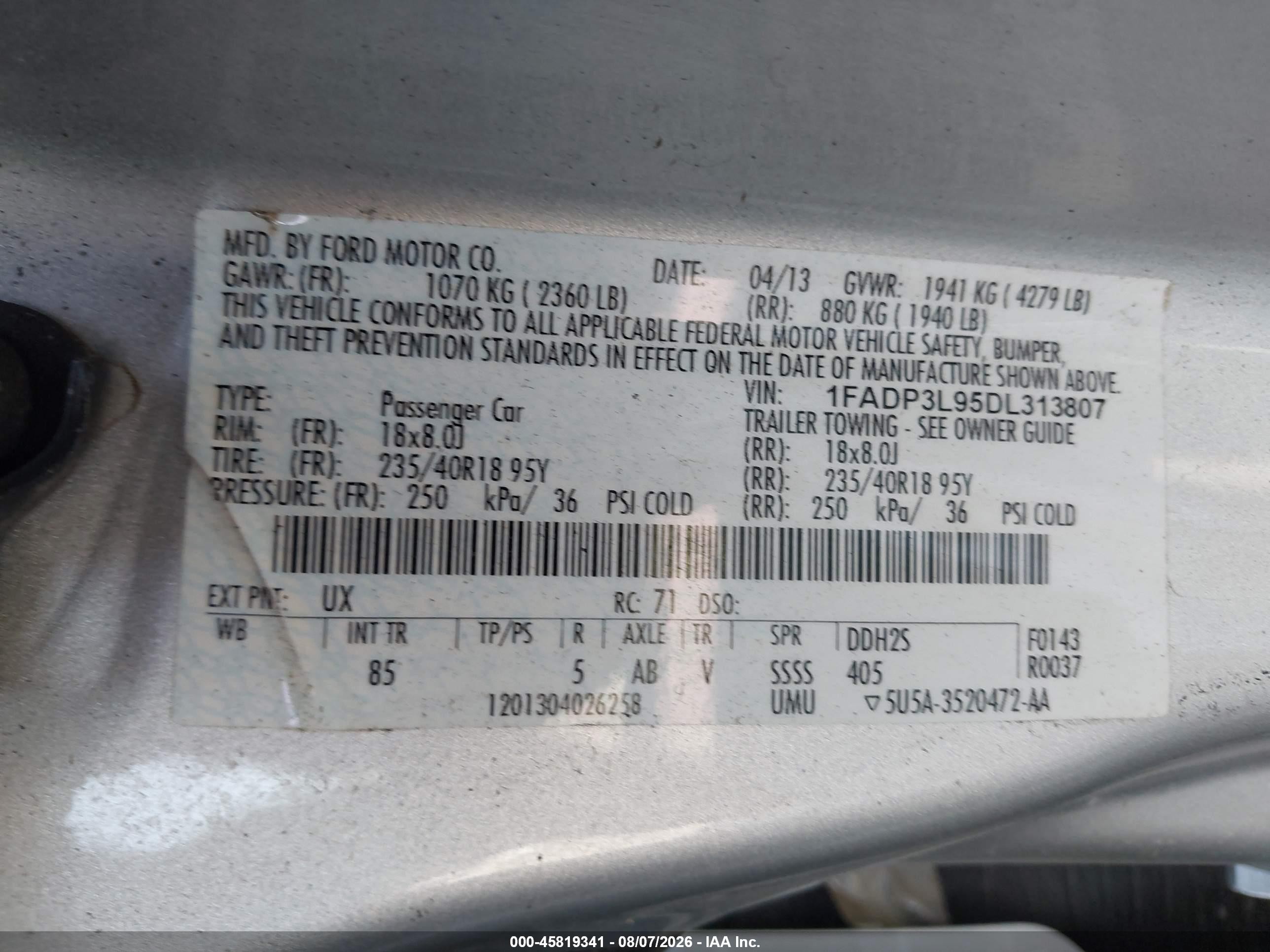 2013 Ford Focus St   Silver vin: 1FADP3L95DL313807