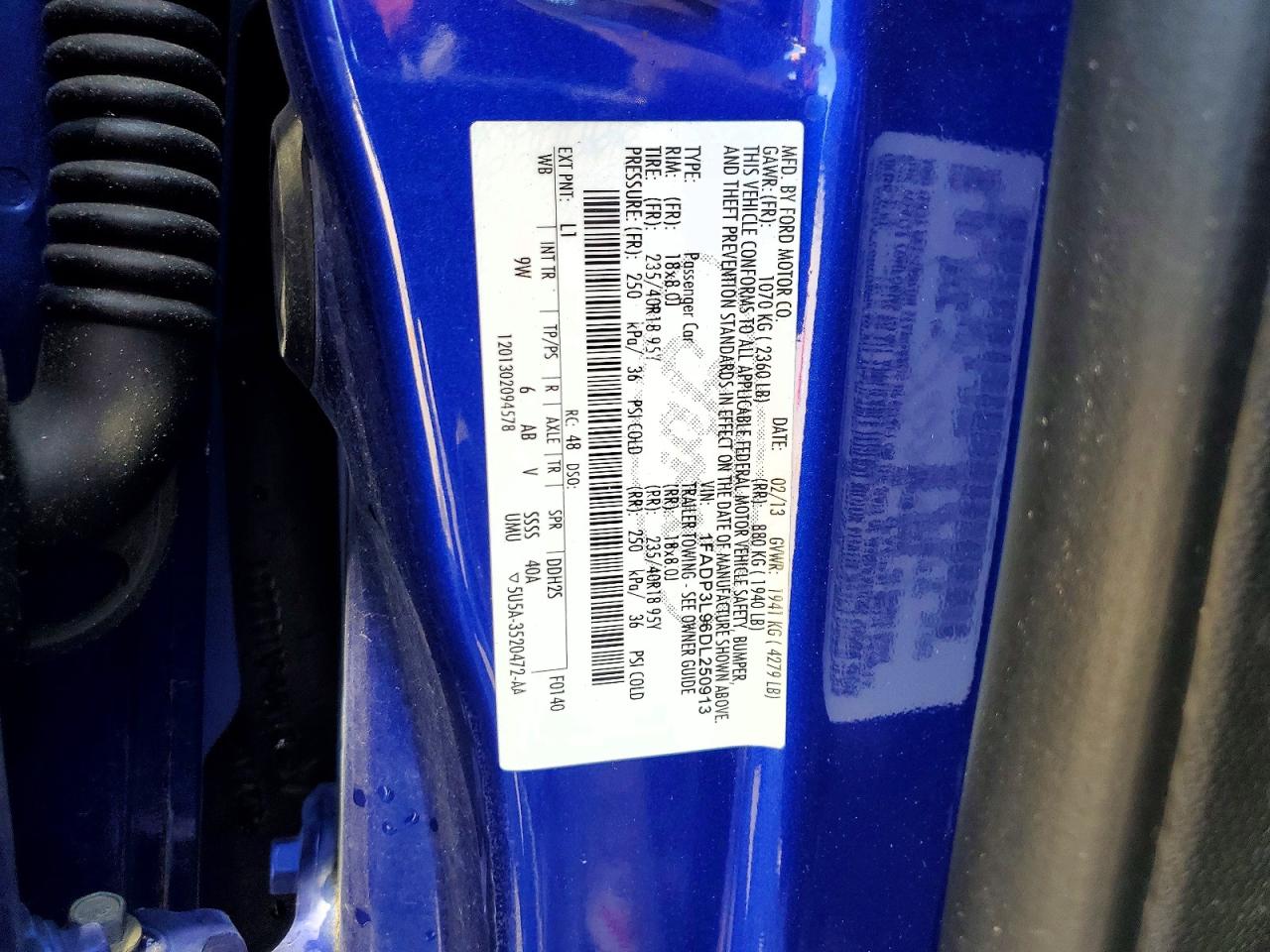 2013 Ford Focus St Blue vin: 1FADP3L96DL250913
