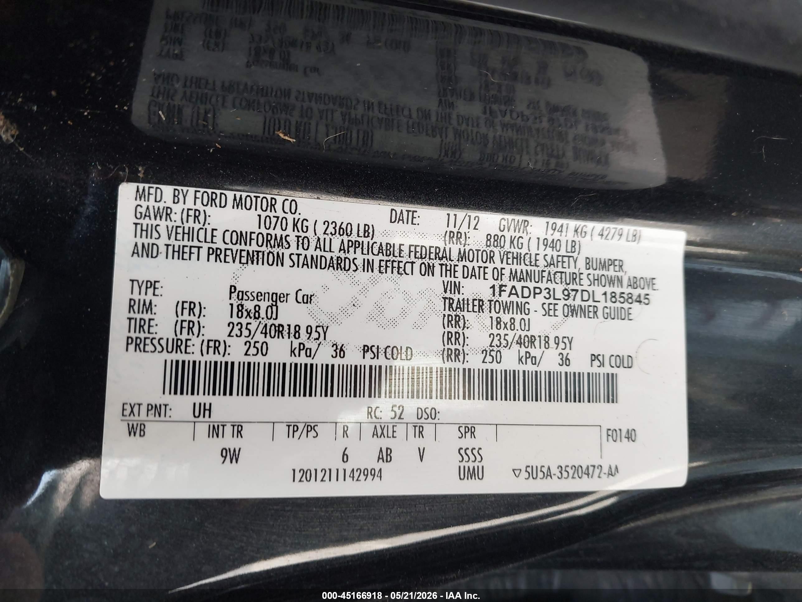 2013 Ford Focus St   Black vin: 1FADP3L97DL185845