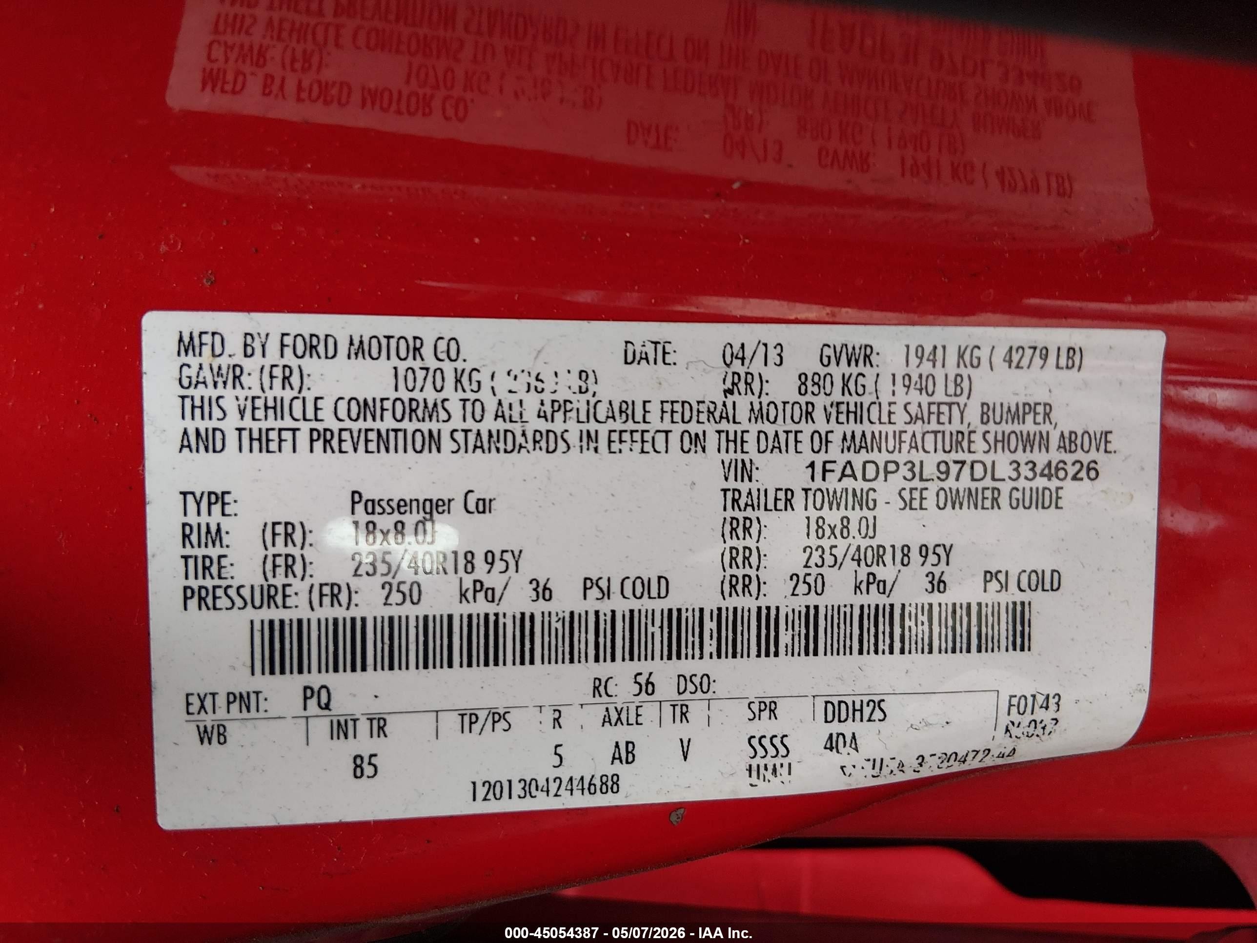2013 Ford Focus St   Red vin: 1FADP3L97DL334626