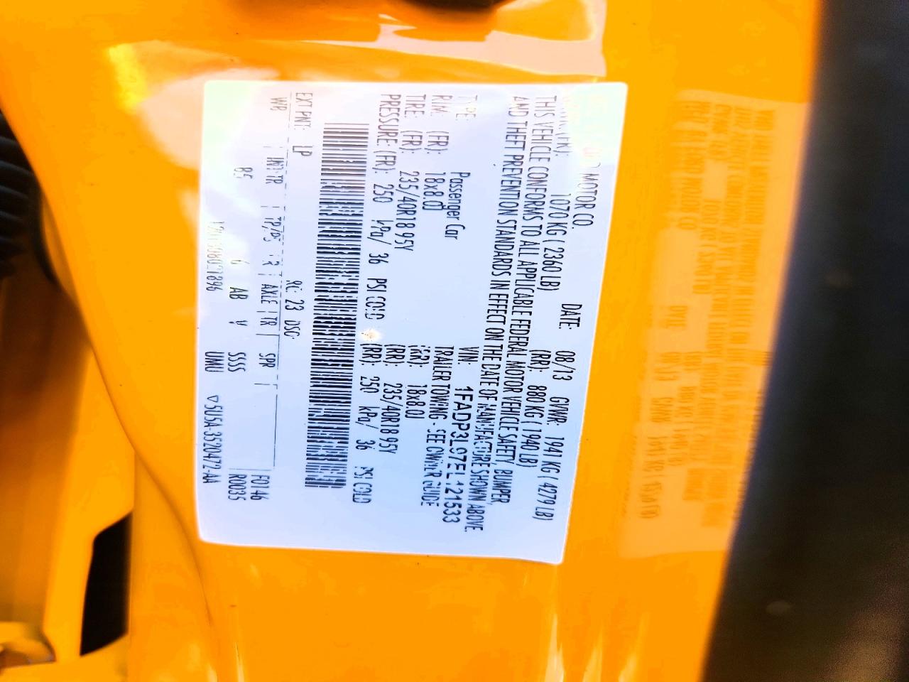 2014 Ford Focus St Yellow vin: 1FADP3L97EL121533