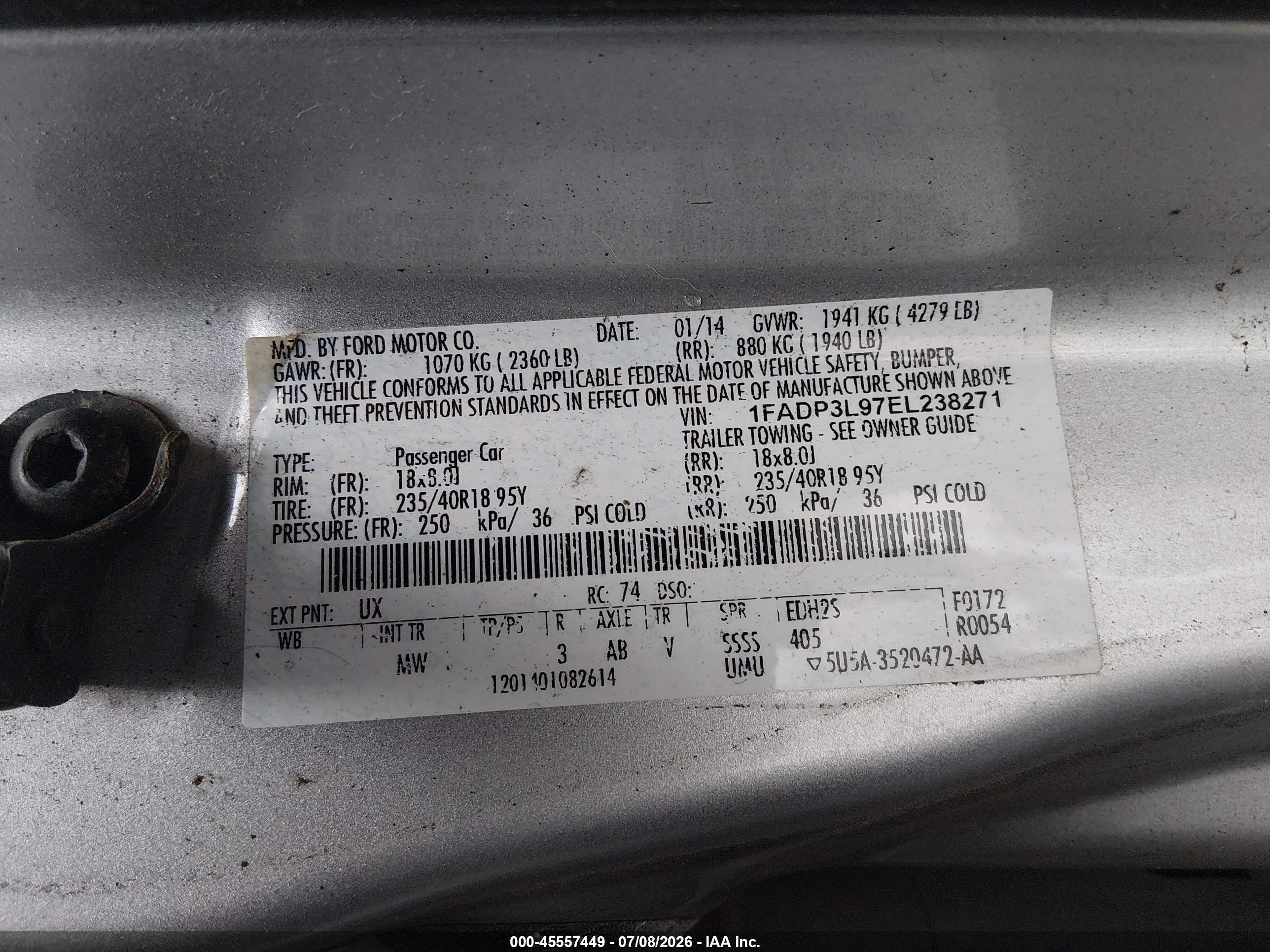2014 Ford Focus St   Silver vin: 1FADP3L97EL238271