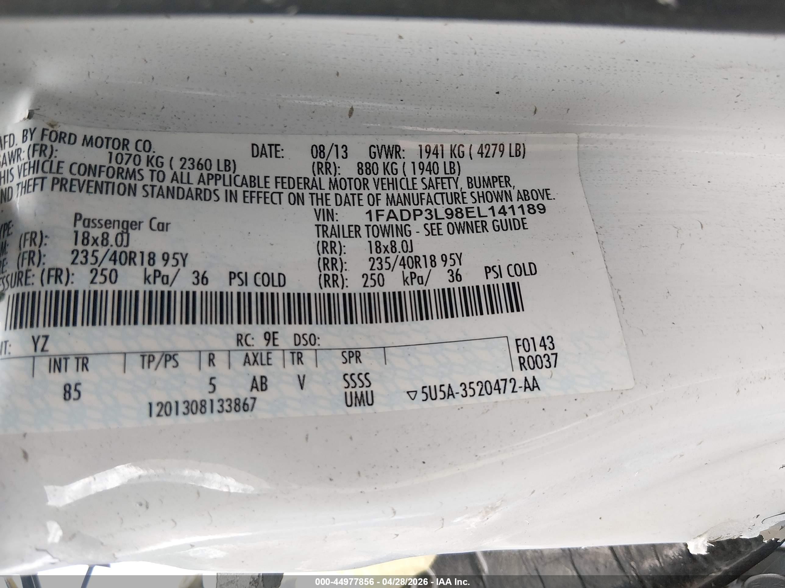 2014 Ford Focus St   Белый vin: 1FADP3L98EL141189