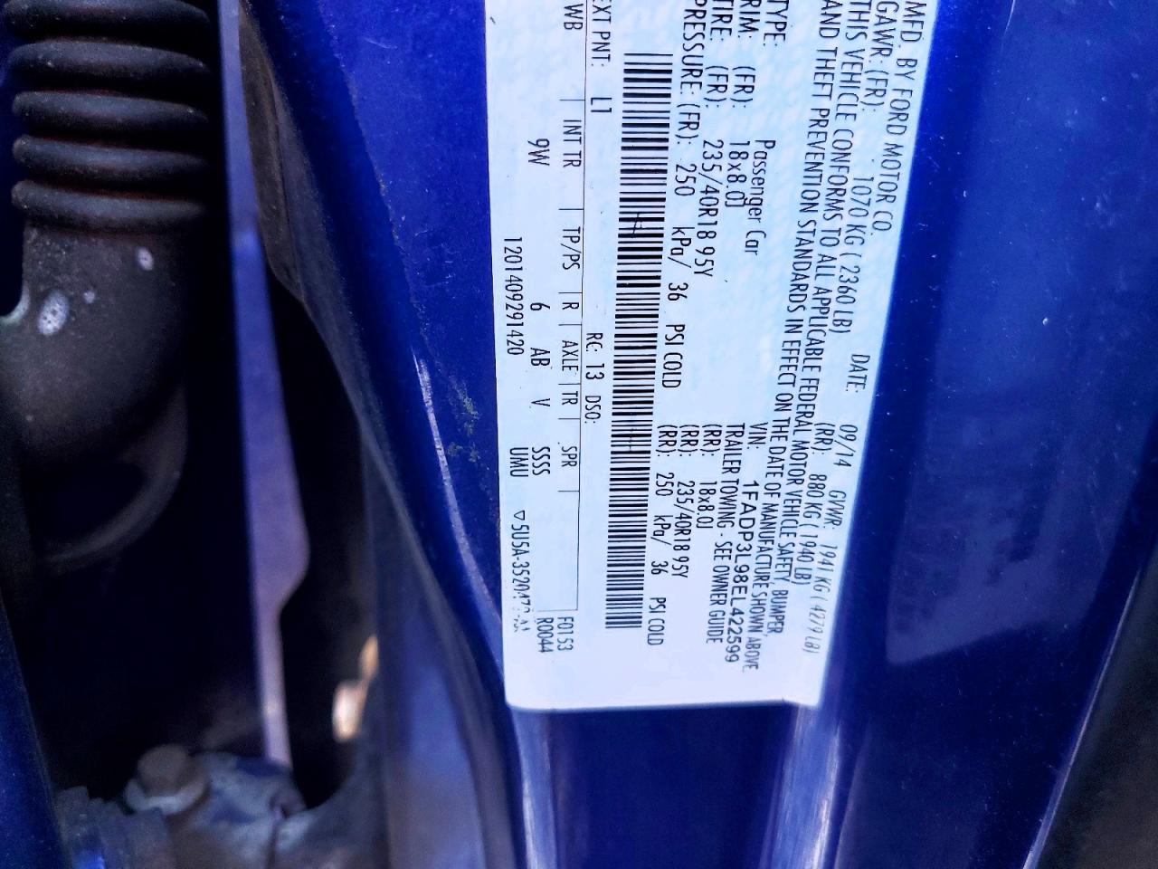 2014 Ford Focus St Синий vin: 1FADP3L98EL422599