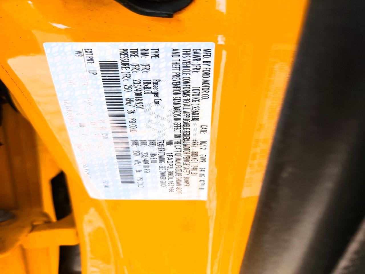 2013 Ford Focus St Yellow vin: 1FADP3L99DL163166