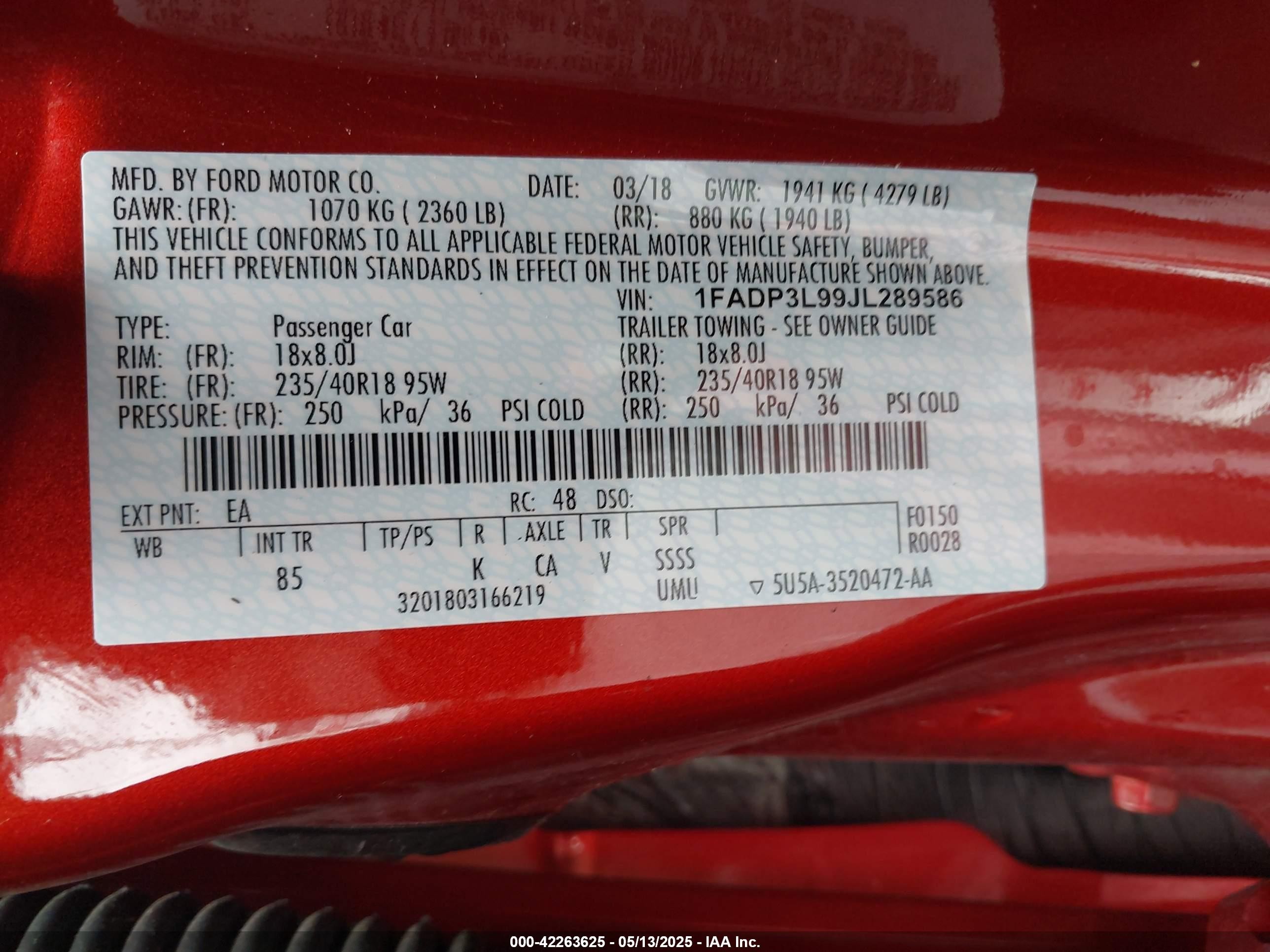 2018 Ford Focus St   Red vin: 1FADP3L99JL289586
