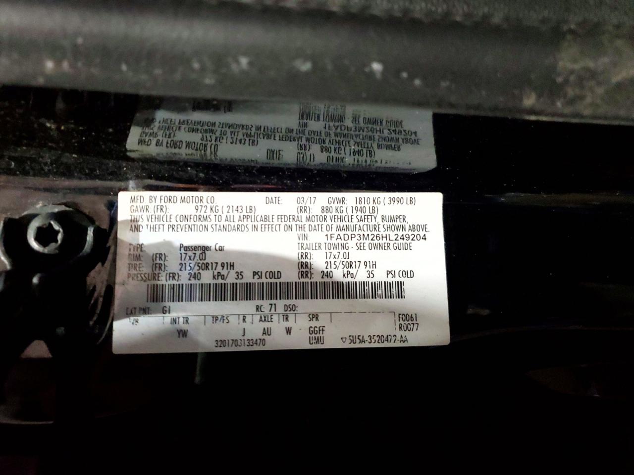 2017 Ford Focus Sel Black vin: 1FADP3M26HL249204
