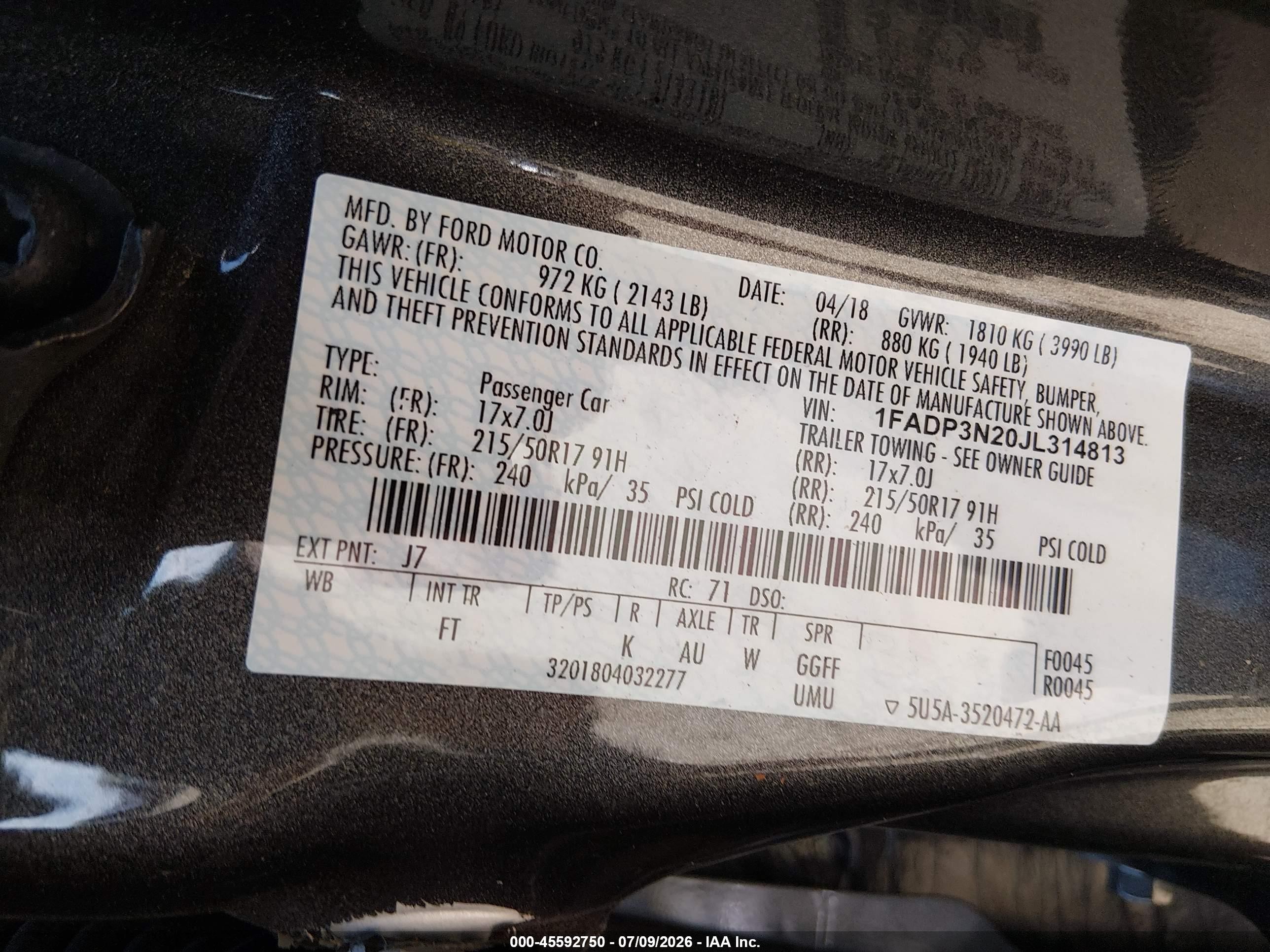 2018 Ford Focus Titanium Gray vin: 1FADP3N20JL314813