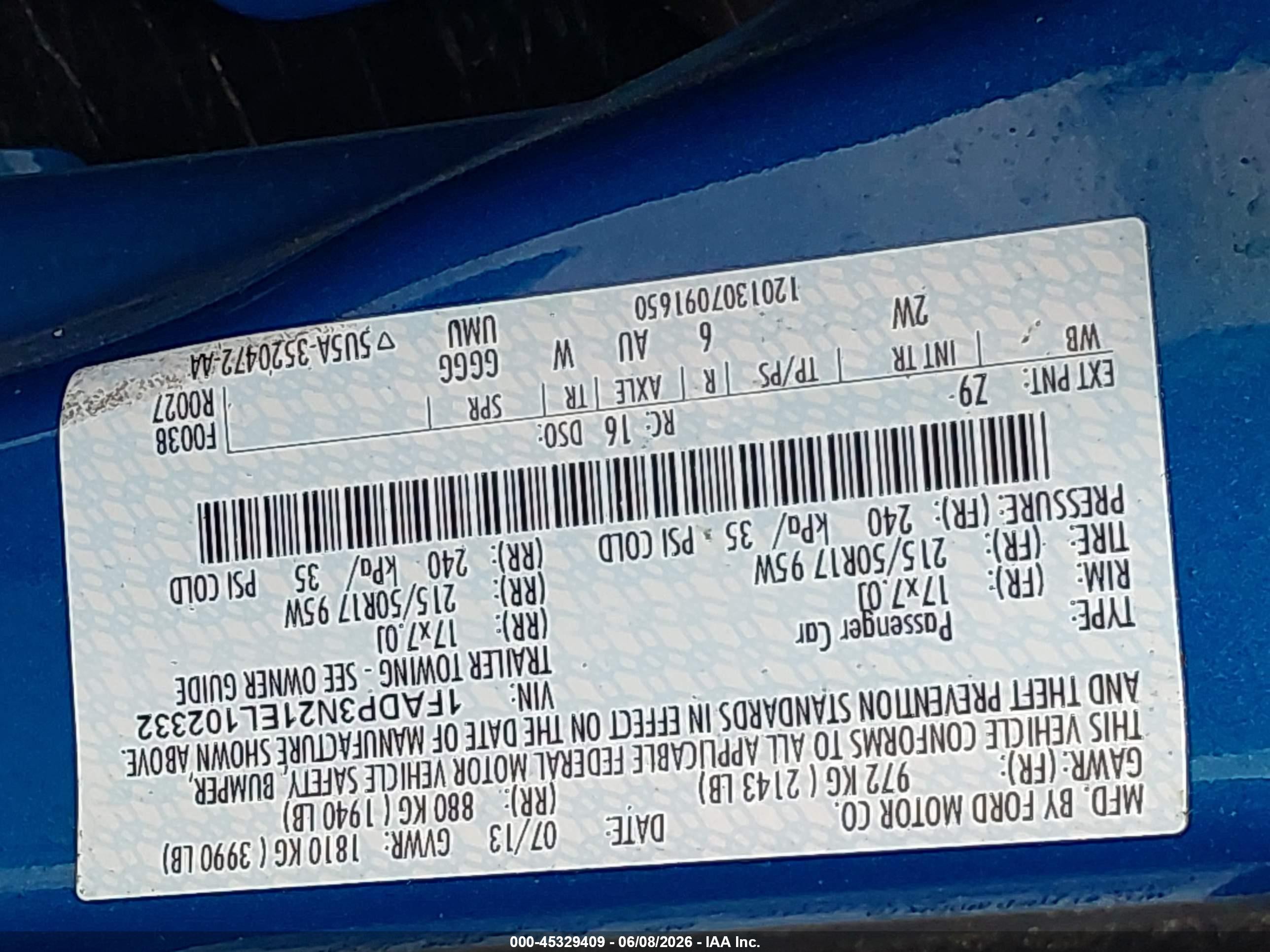 2014 Ford Focus Titanium Blue vin: 1FADP3N21EL102332