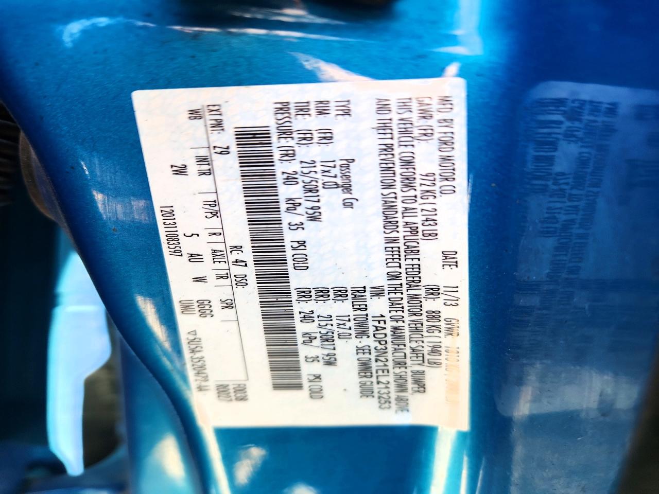 2014 Ford Focus Titanium Blue vin: 1FADP3N21EL213253