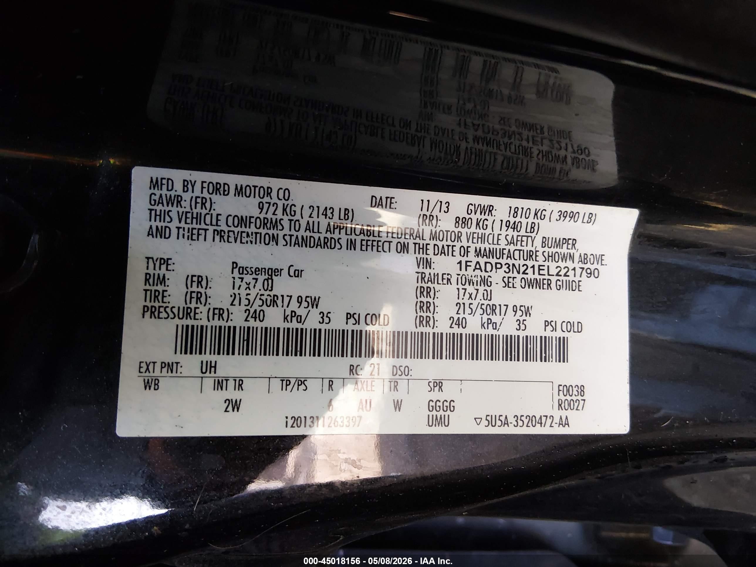 2014 Ford Focus Titanium Black vin: 1FADP3N21EL221790