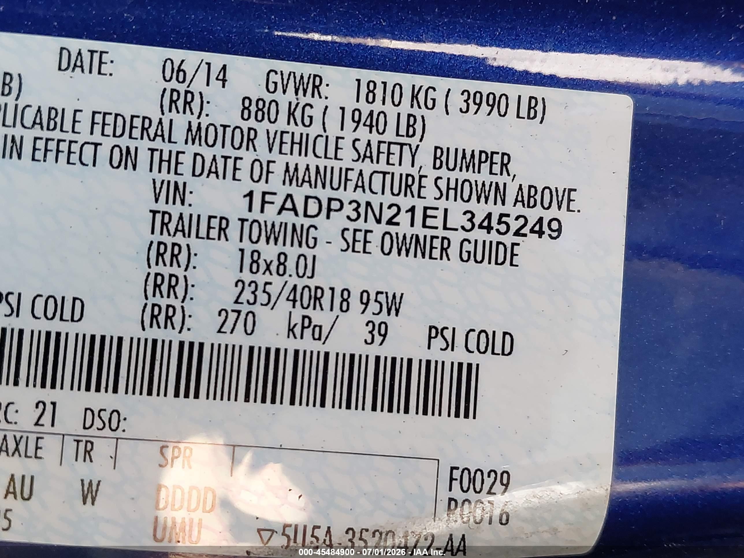 2014 Ford Focus Titanium Синий vin: 1FADP3N21EL345249