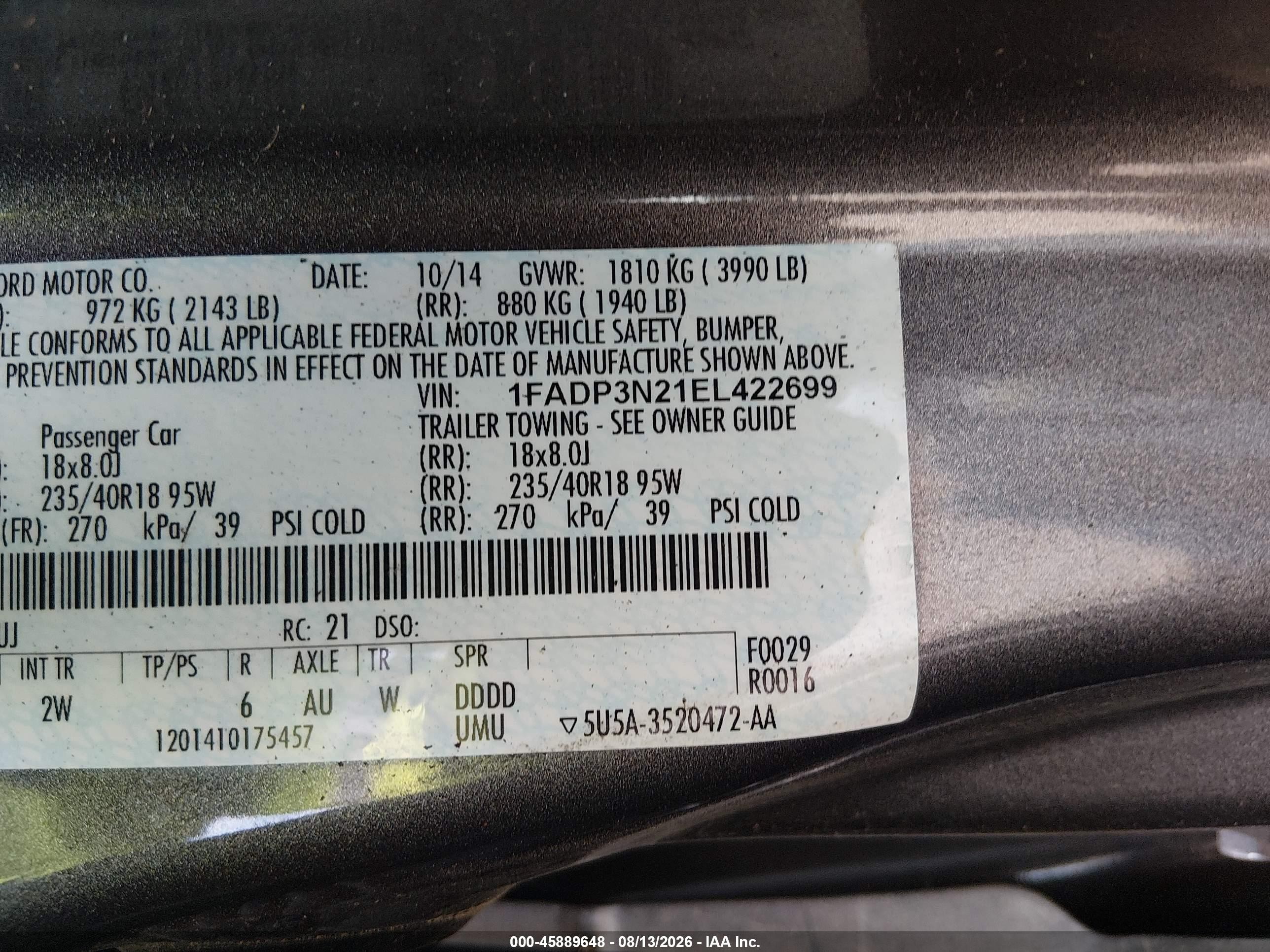 2014 Ford Focus Titanium Gray vin: 1FADP3N21EL422699