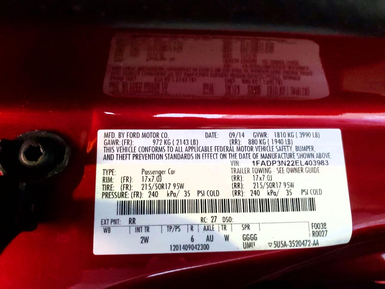2014 Ford Focus Titanium Red vin: 1FADP3N22EL403983
