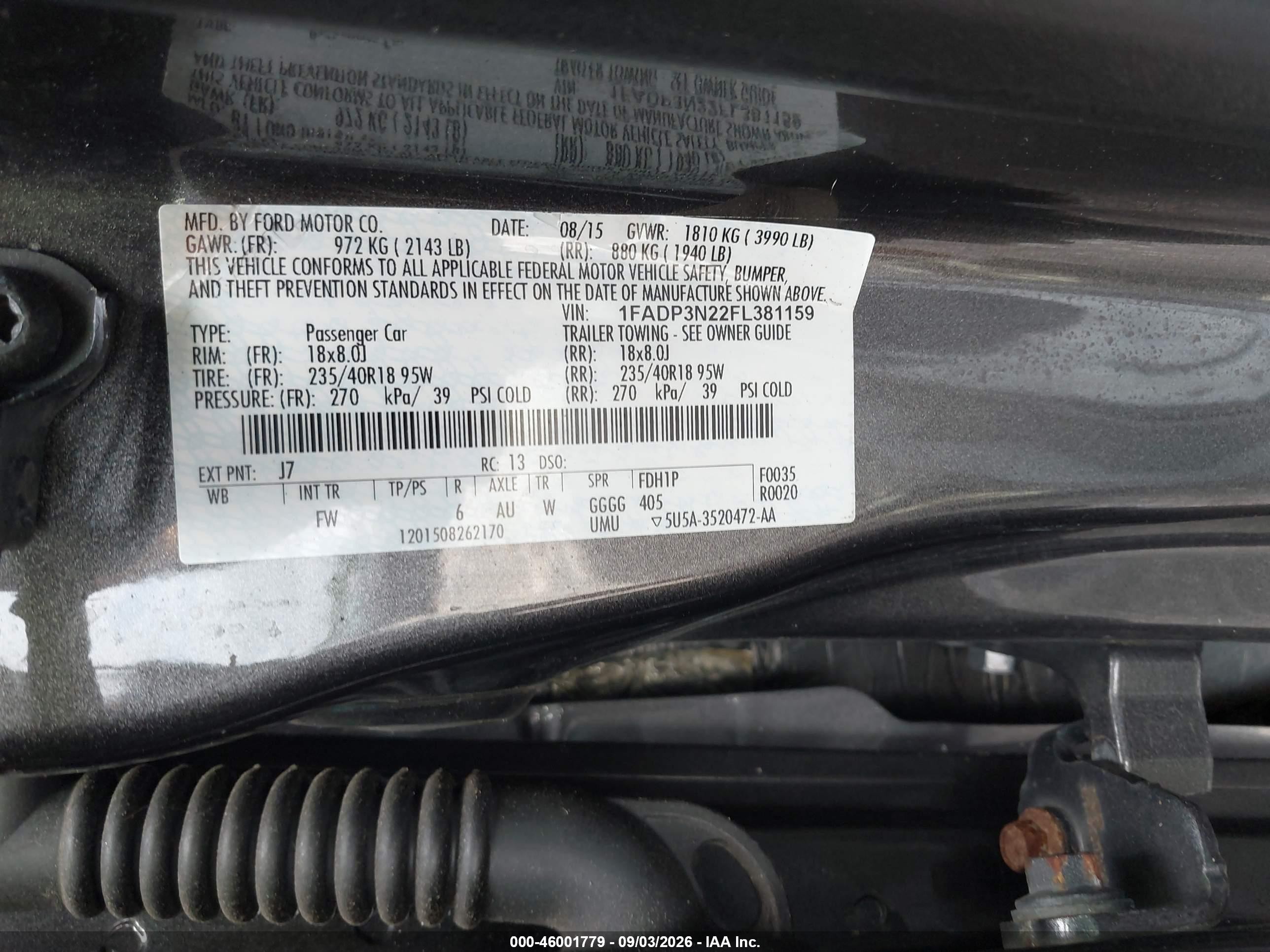 2015 Ford Focus Titanium Серый vin: 1FADP3N22FL381159