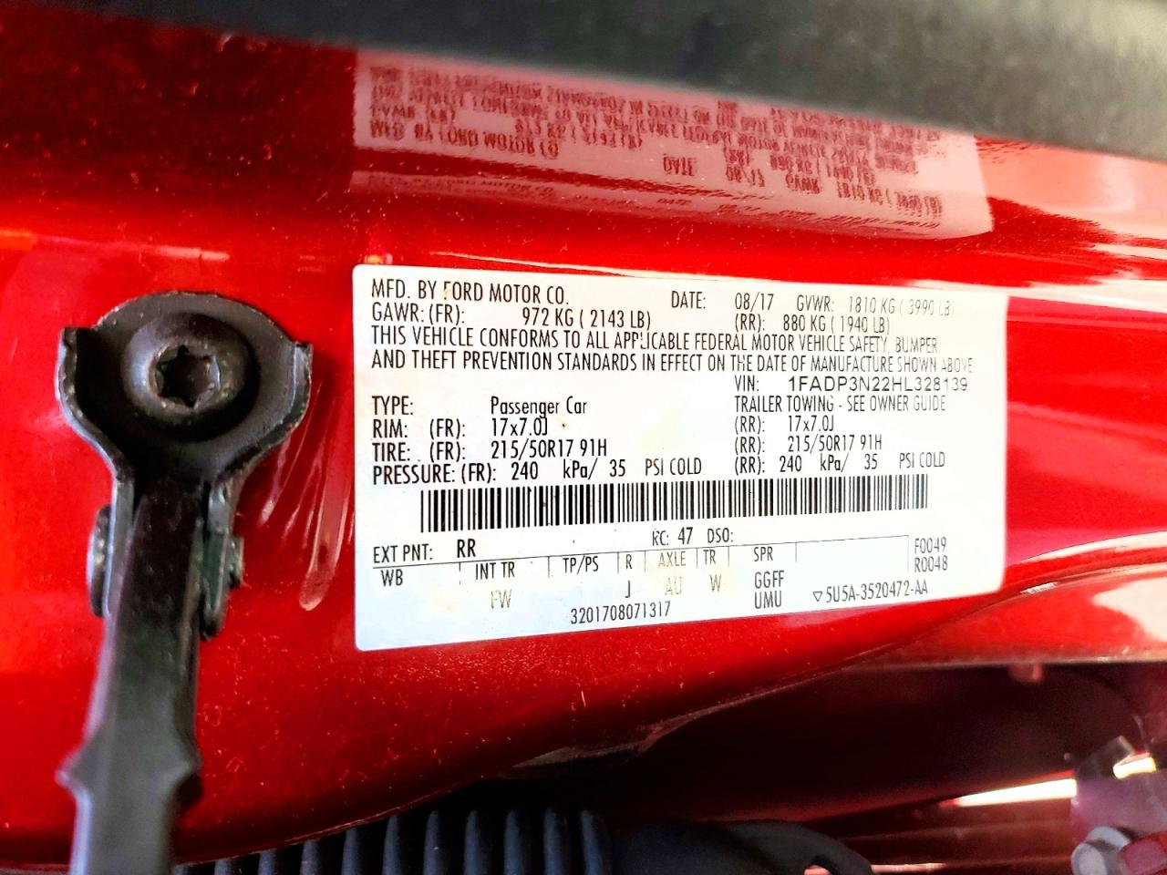 2017 Ford Focus Titanium Red vin: 1FADP3N22HL328139