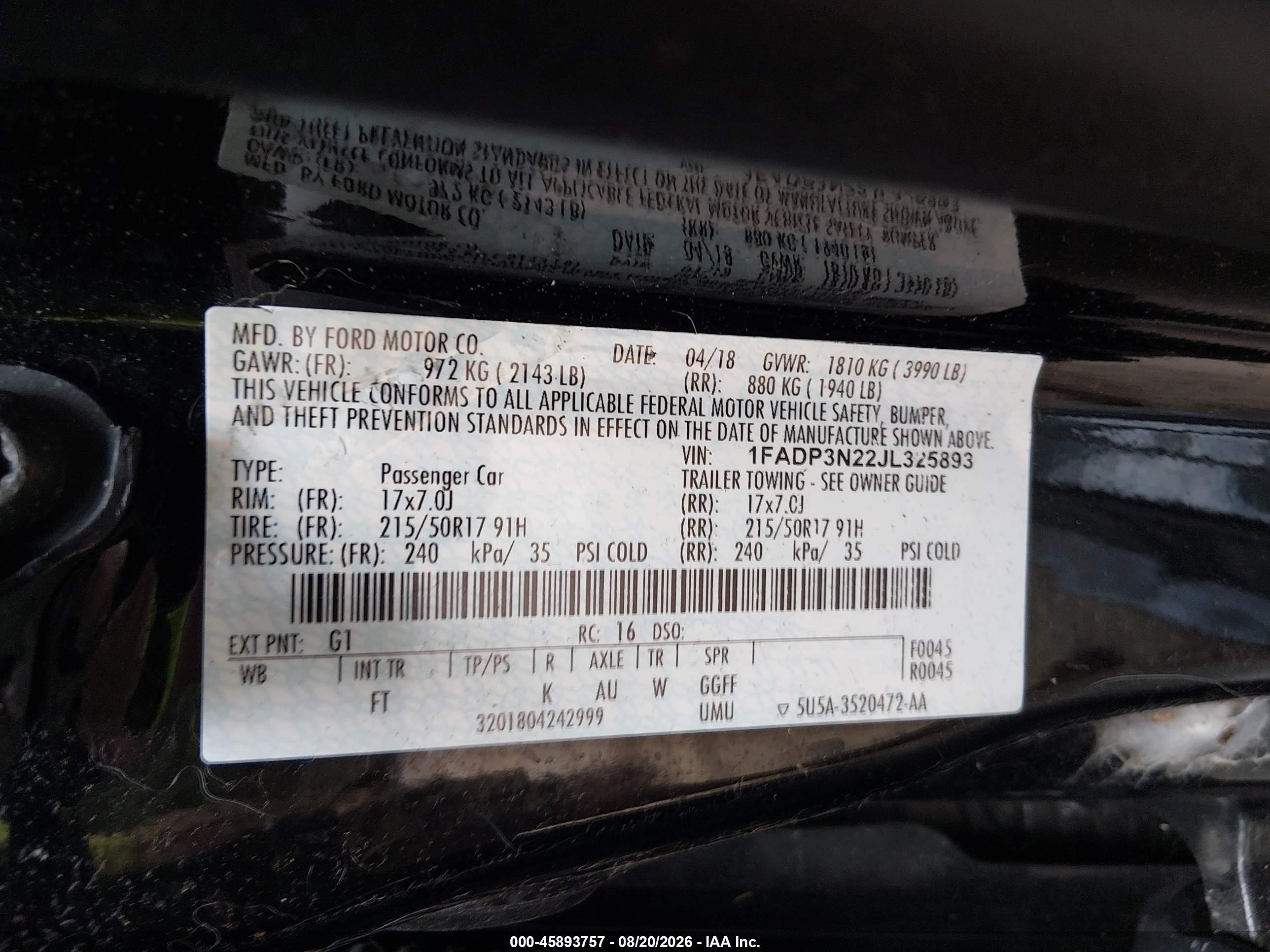 2018 Ford Focus Titanium Black vin: 1FADP3N22JL325893