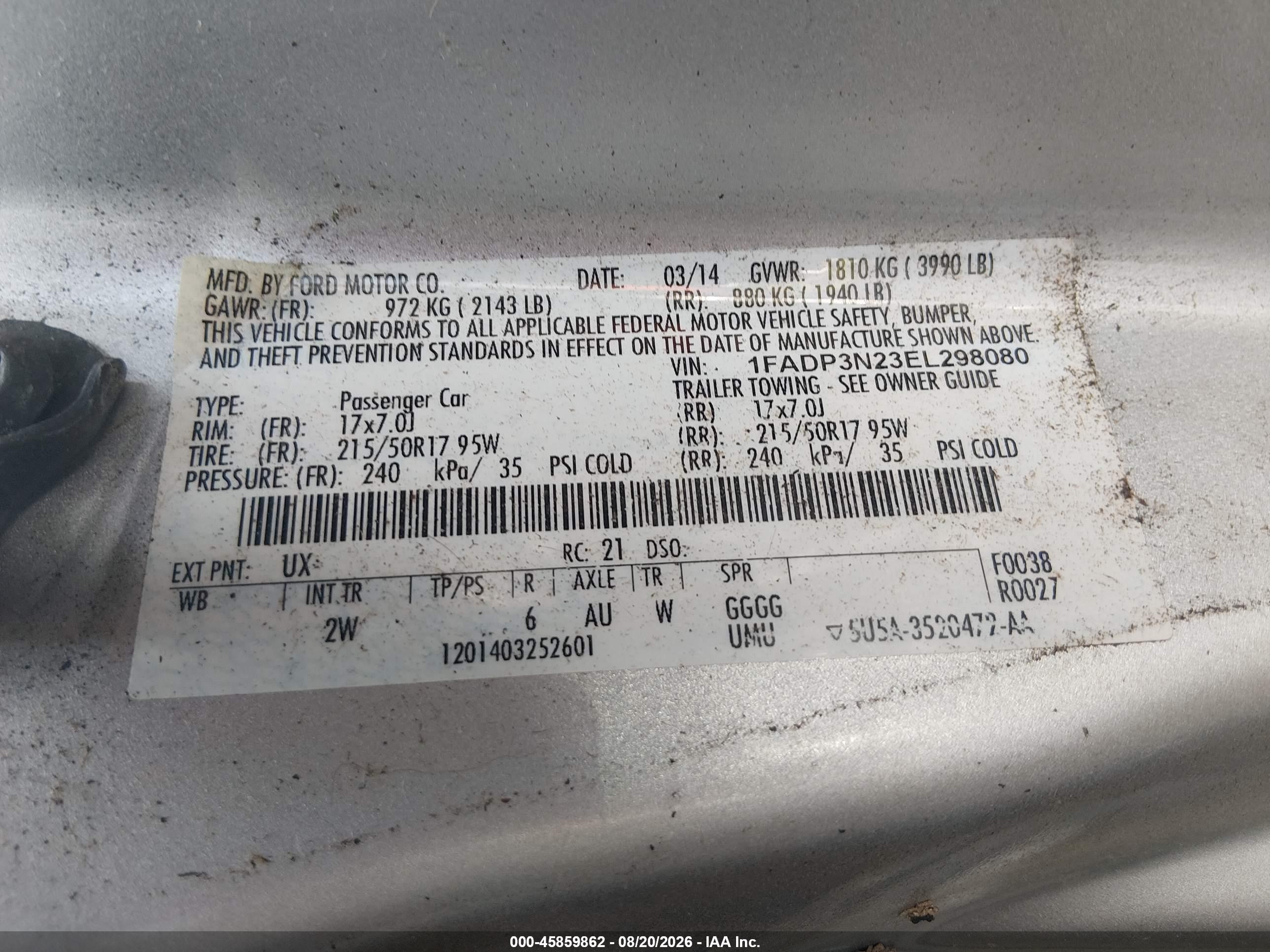 2014 Ford Focus Titanium Серебряный vin: 1FADP3N23EL298080