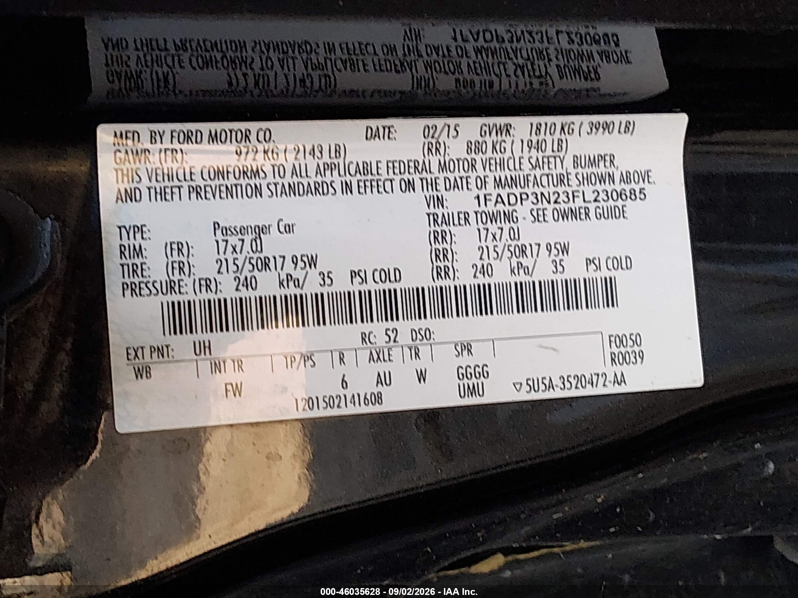 2015 Ford Focus Titanium Black vin: 1FADP3N23FL230685