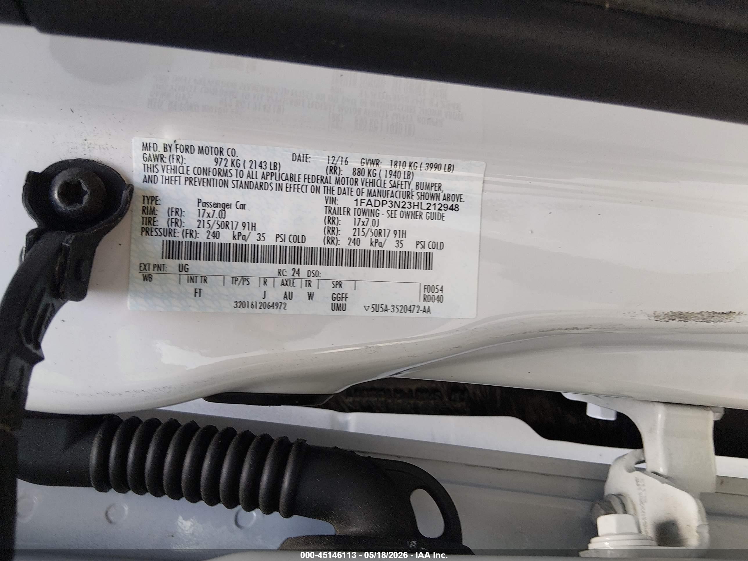 2017 Ford Focus Titanium Белый vin: 1FADP3N23HL212948
