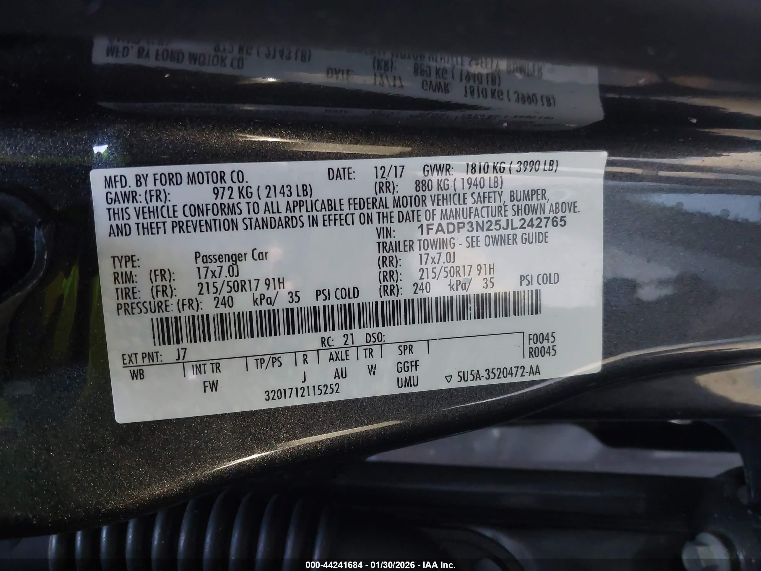 2018 Ford Focus Titanium Gray vin: 1FADP3N25JL242765