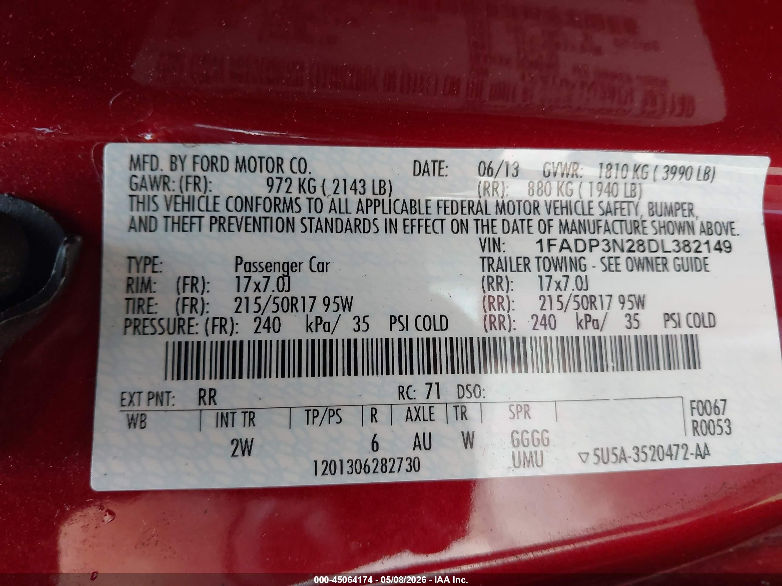 2013 Ford Focus Titanium Red vin: 1FADP3N28DL382149