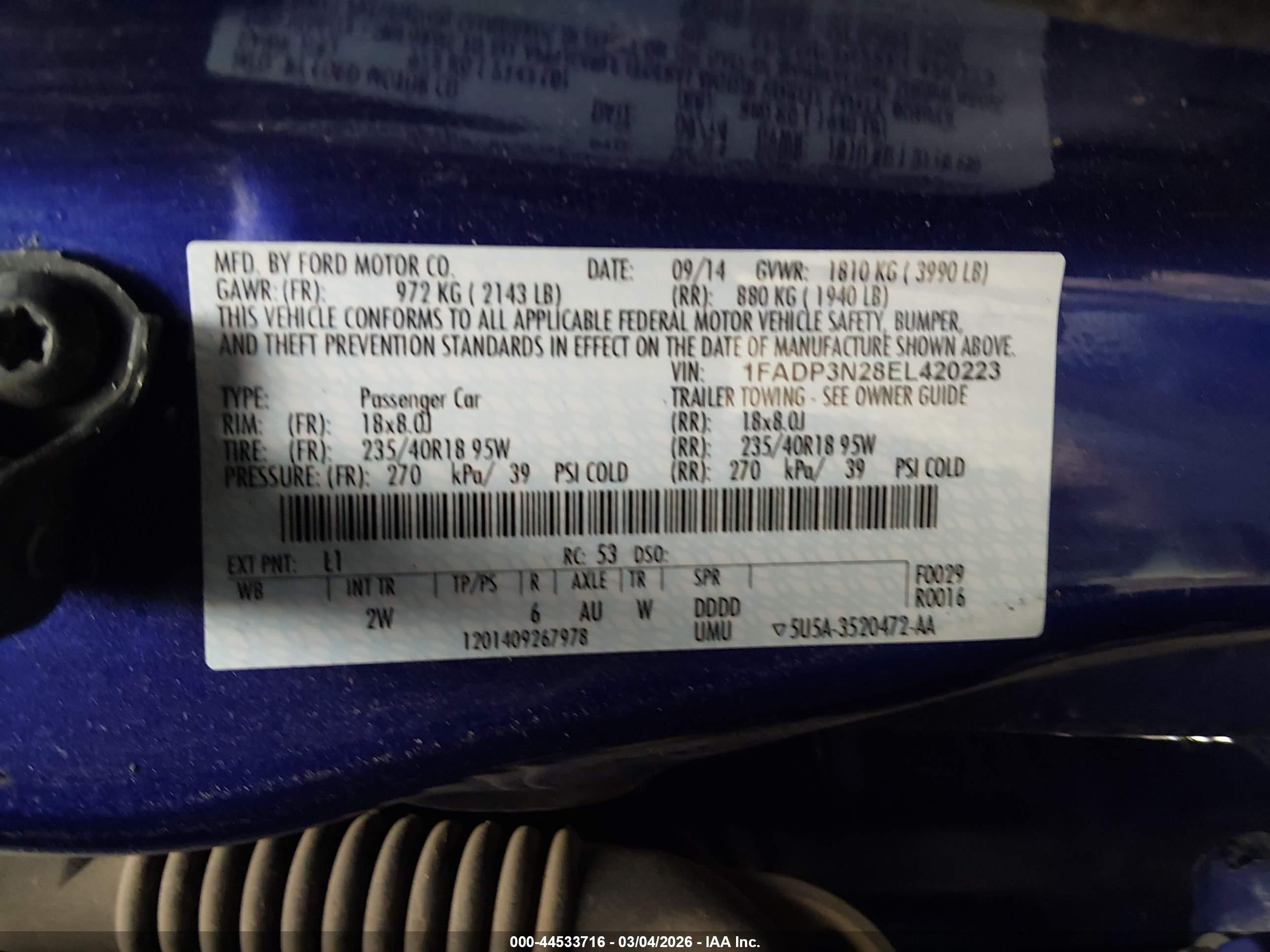 2014 Ford Focus Titanium Blue vin: 1FADP3N28EL420223