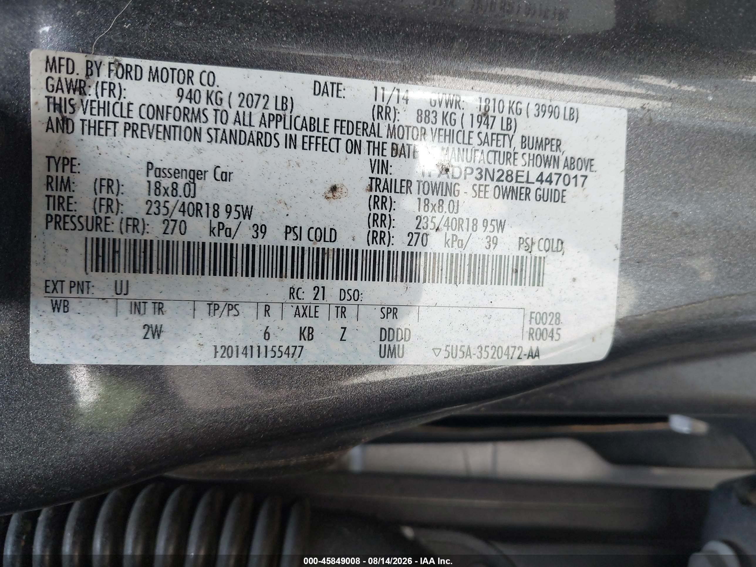2014 Ford Focus Titanium Gray vin: 1FADP3N28EL447017