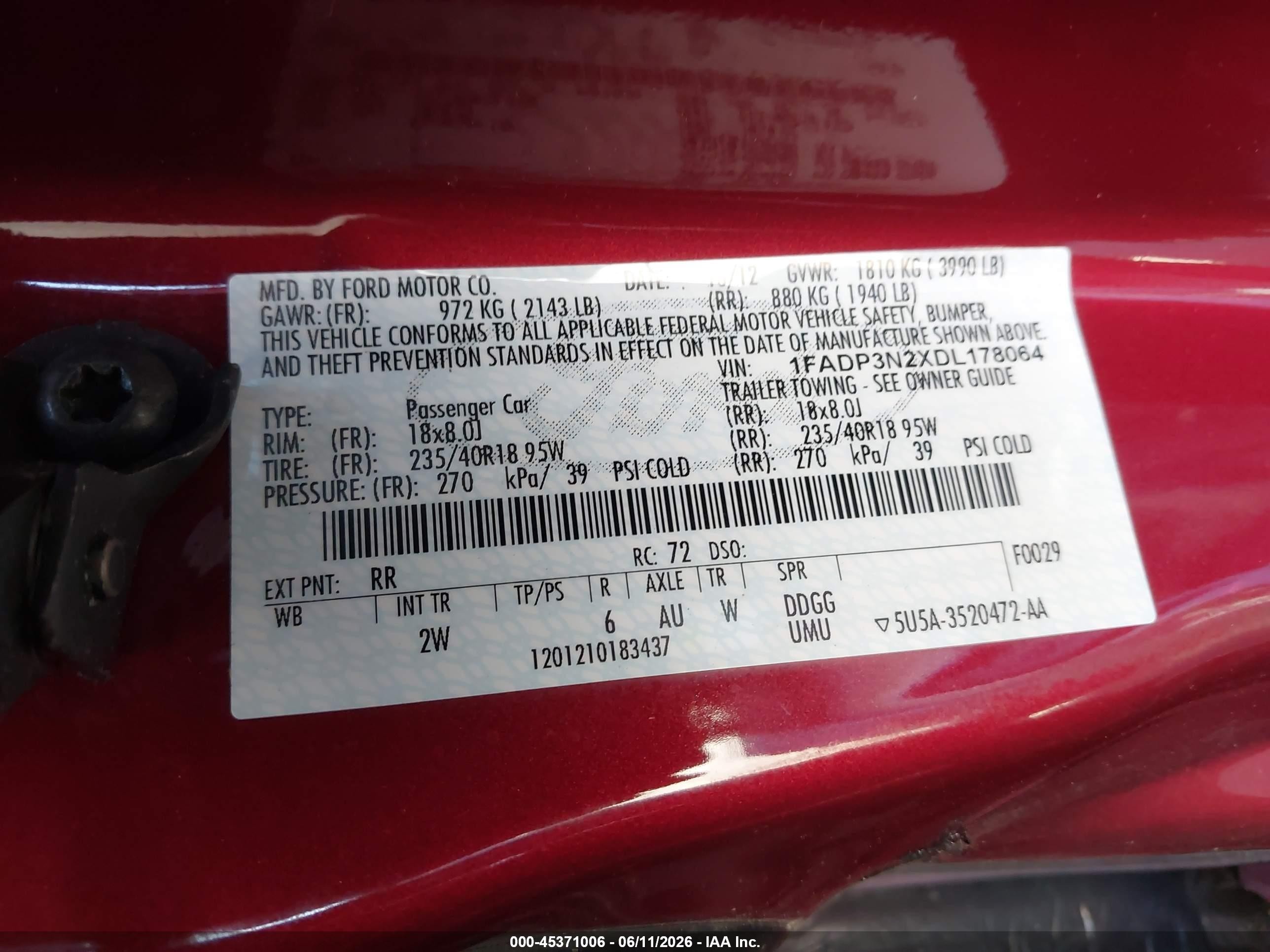 2013 Ford Focus Titanium Red vin: 1FADP3N2XDL178064