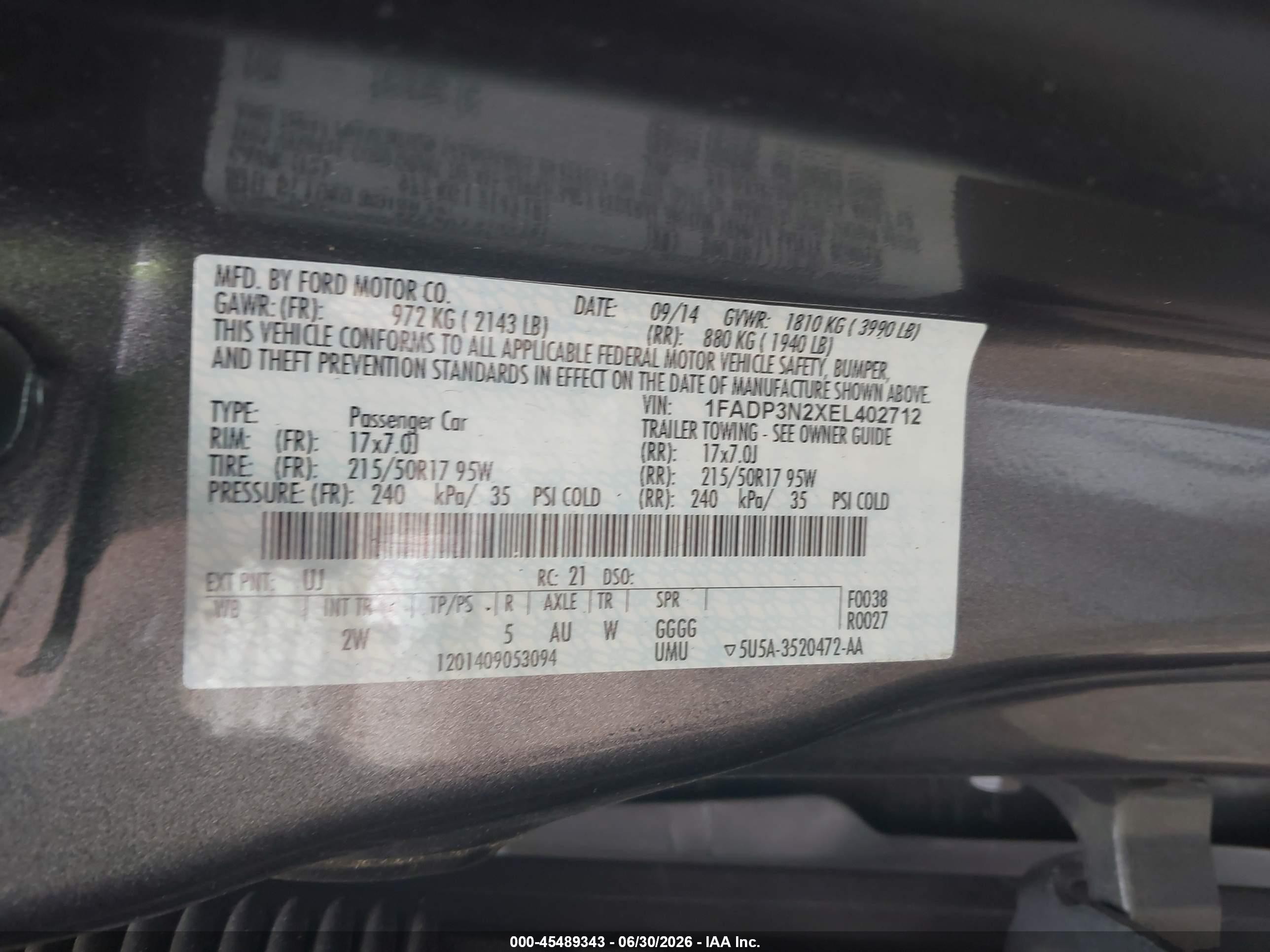 2014 Ford Focus Titanium Black vin: 1FADP3N2XEL402712