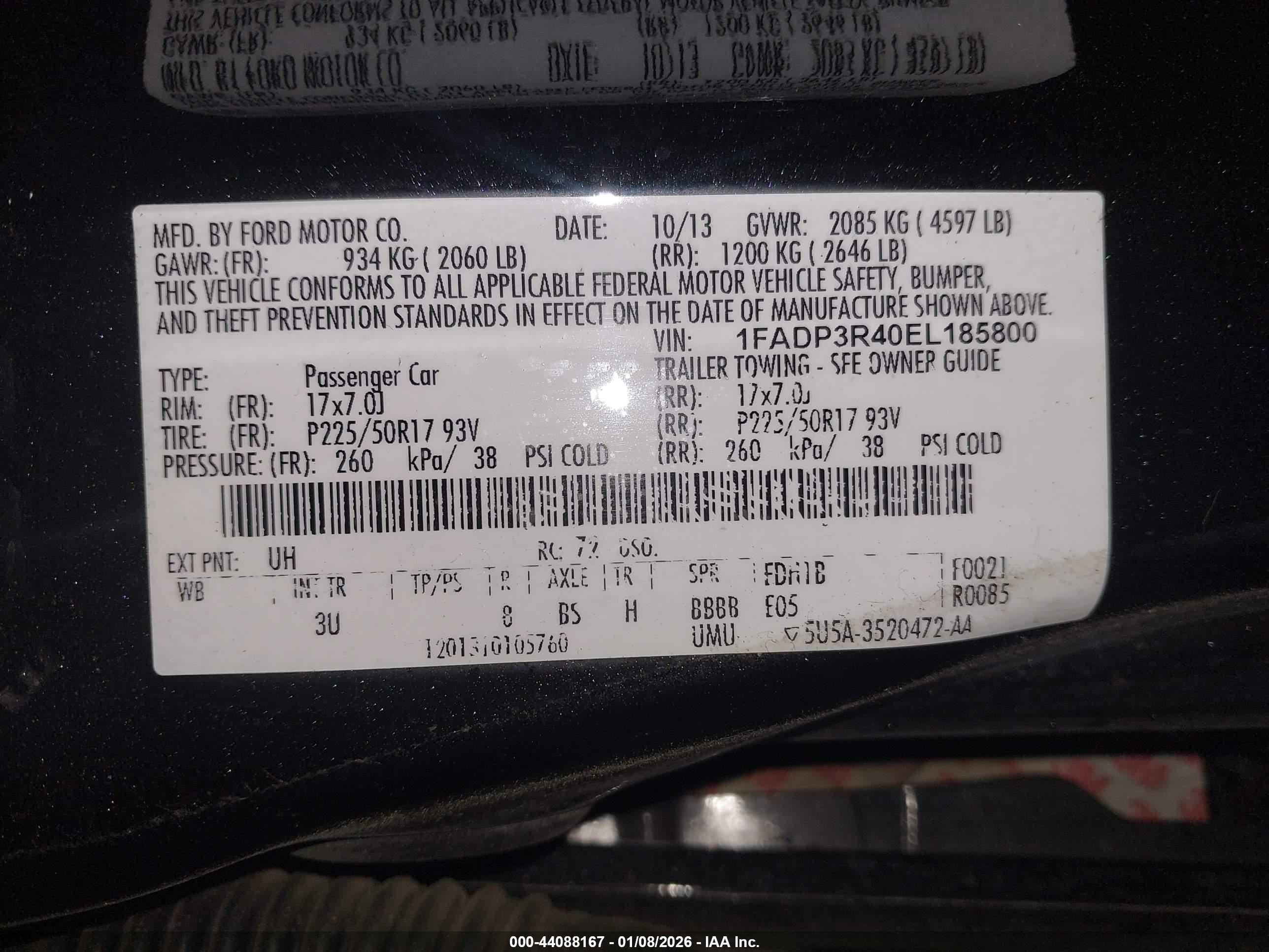 2014 Ford Focus Electric   Black vin: 1FADP3R40EL185800
