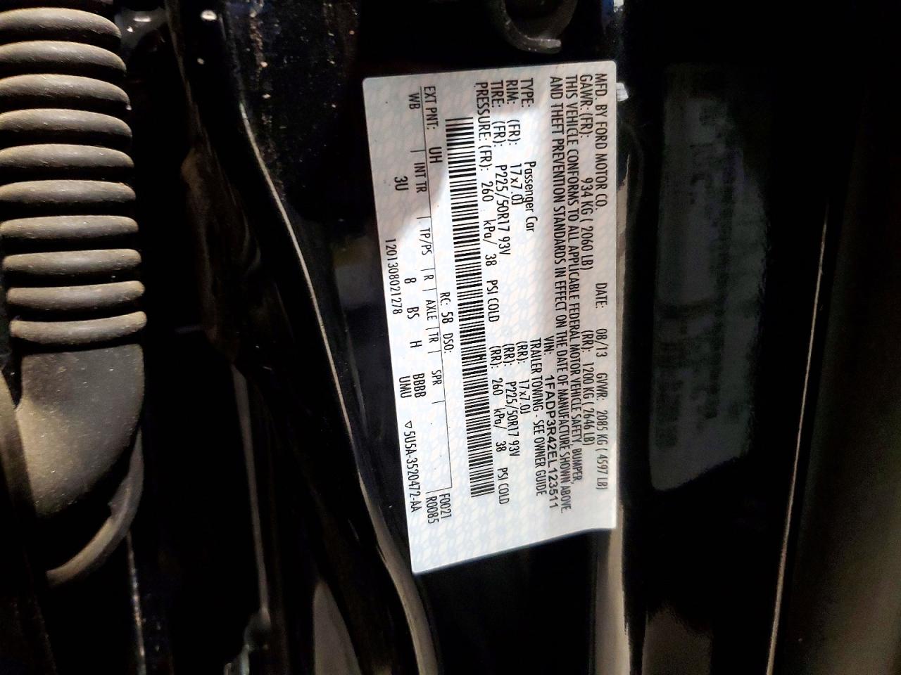 2014 Ford Focus Bev Black vin: 1FADP3R42EL123511