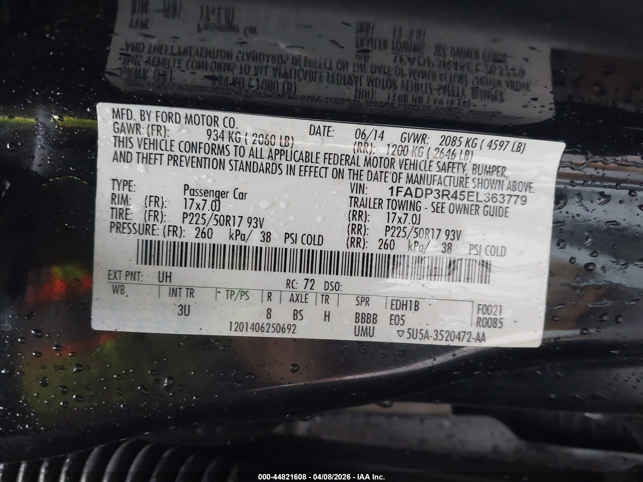 2014 Ford Focus Electric   Black vin: 1FADP3R45EL363779