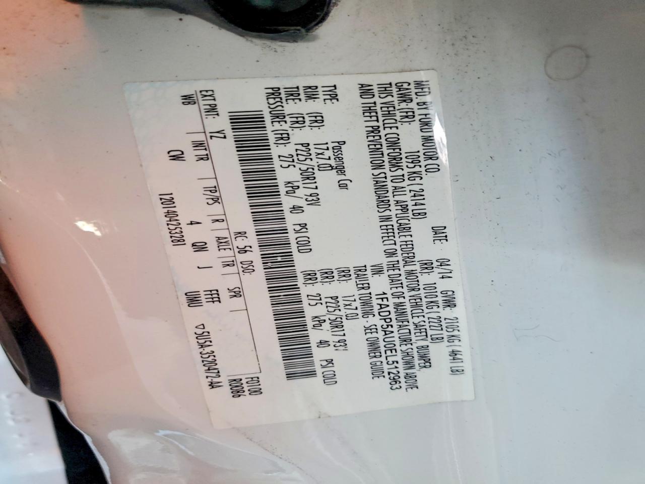2014 Ford C-max Se White vin: 1FADP5AU0EL512963
