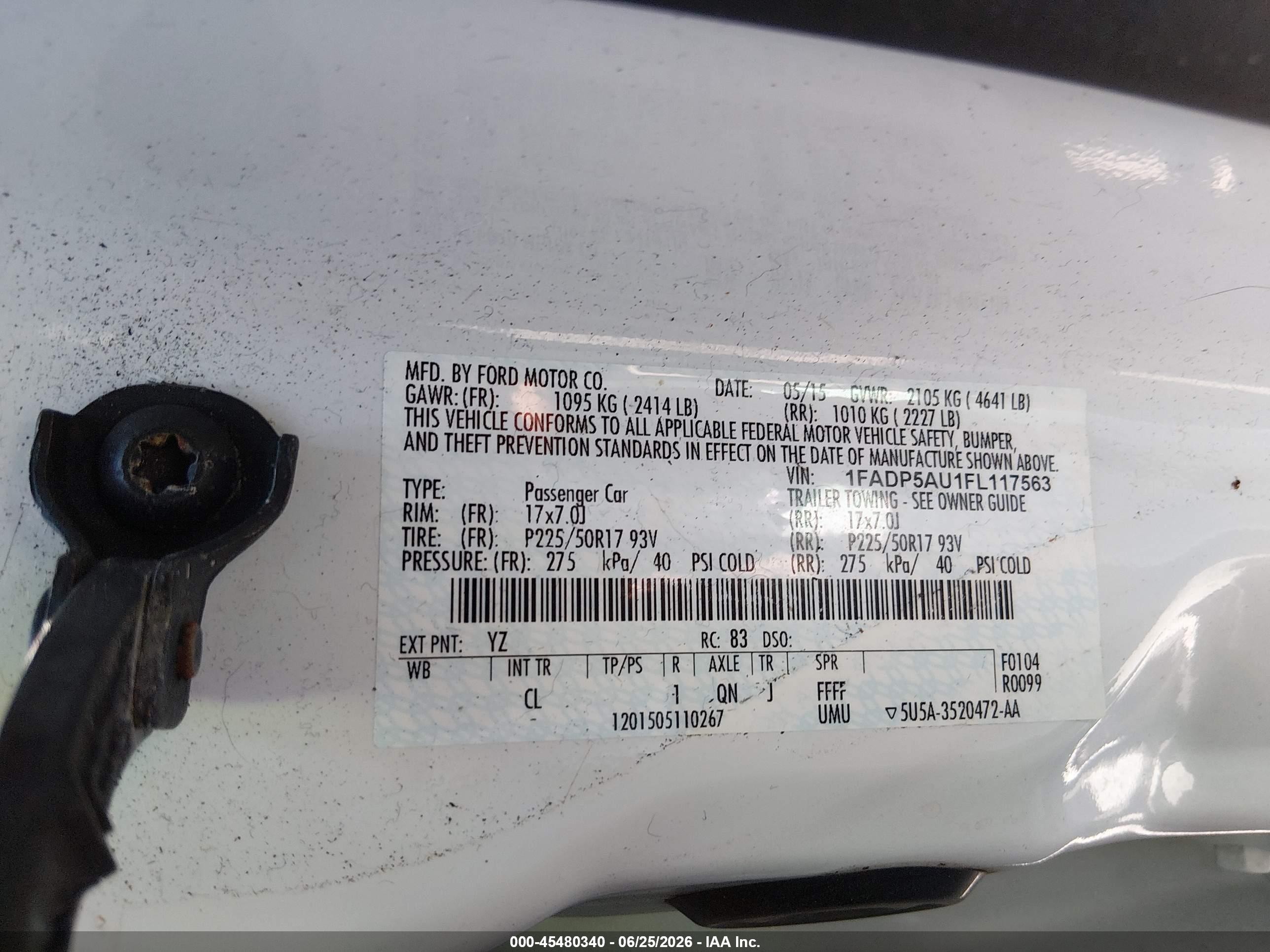 2015 Ford C-max Hybrid Se White vin: 1FADP5AU1FL117563