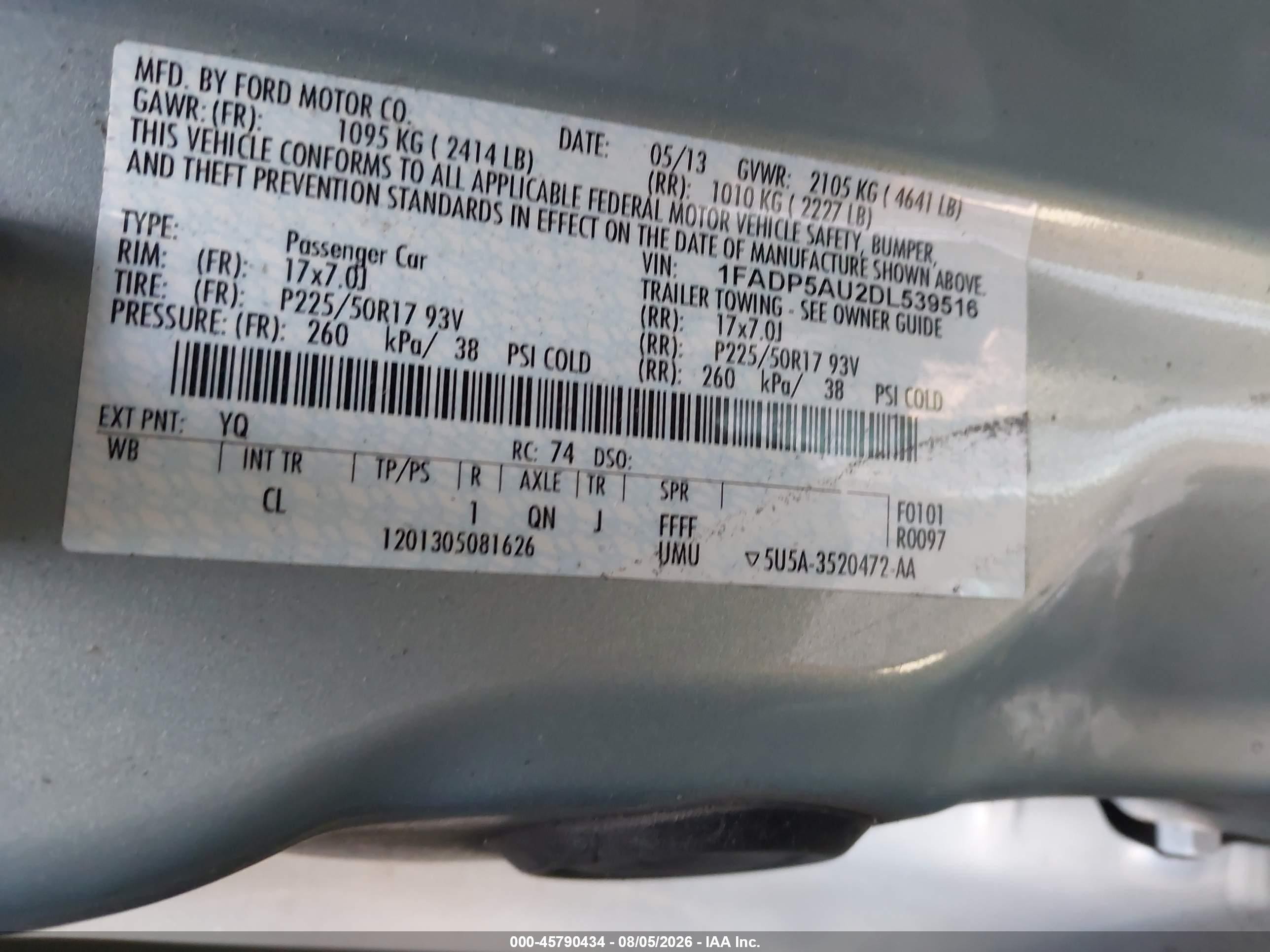 2013 Ford C-max Hybrid Se Light Blue vin: 1FADP5AU2DL539516