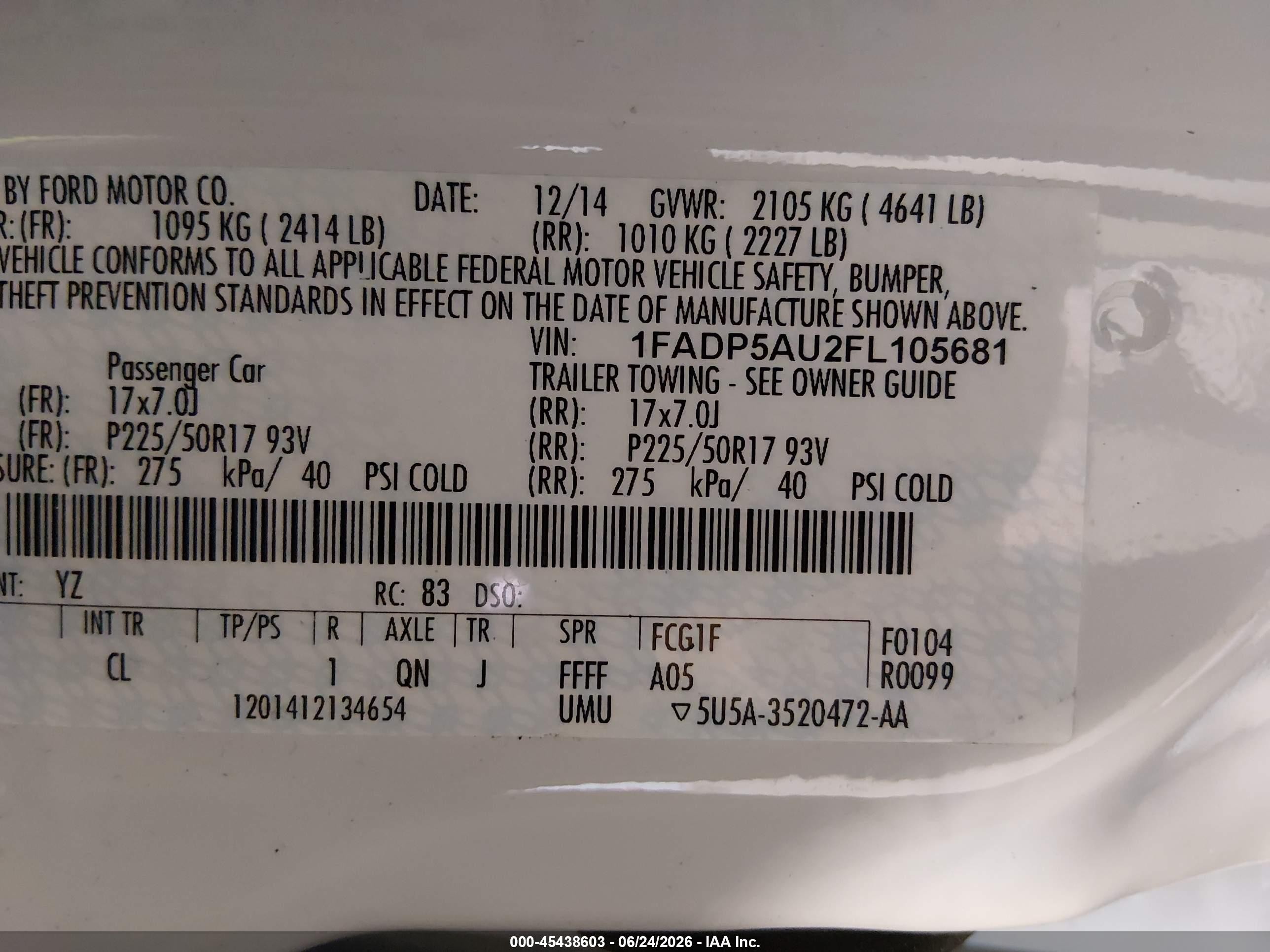 2015 Ford C-max Hybrid Se Белый vin: 1FADP5AU2FL105681