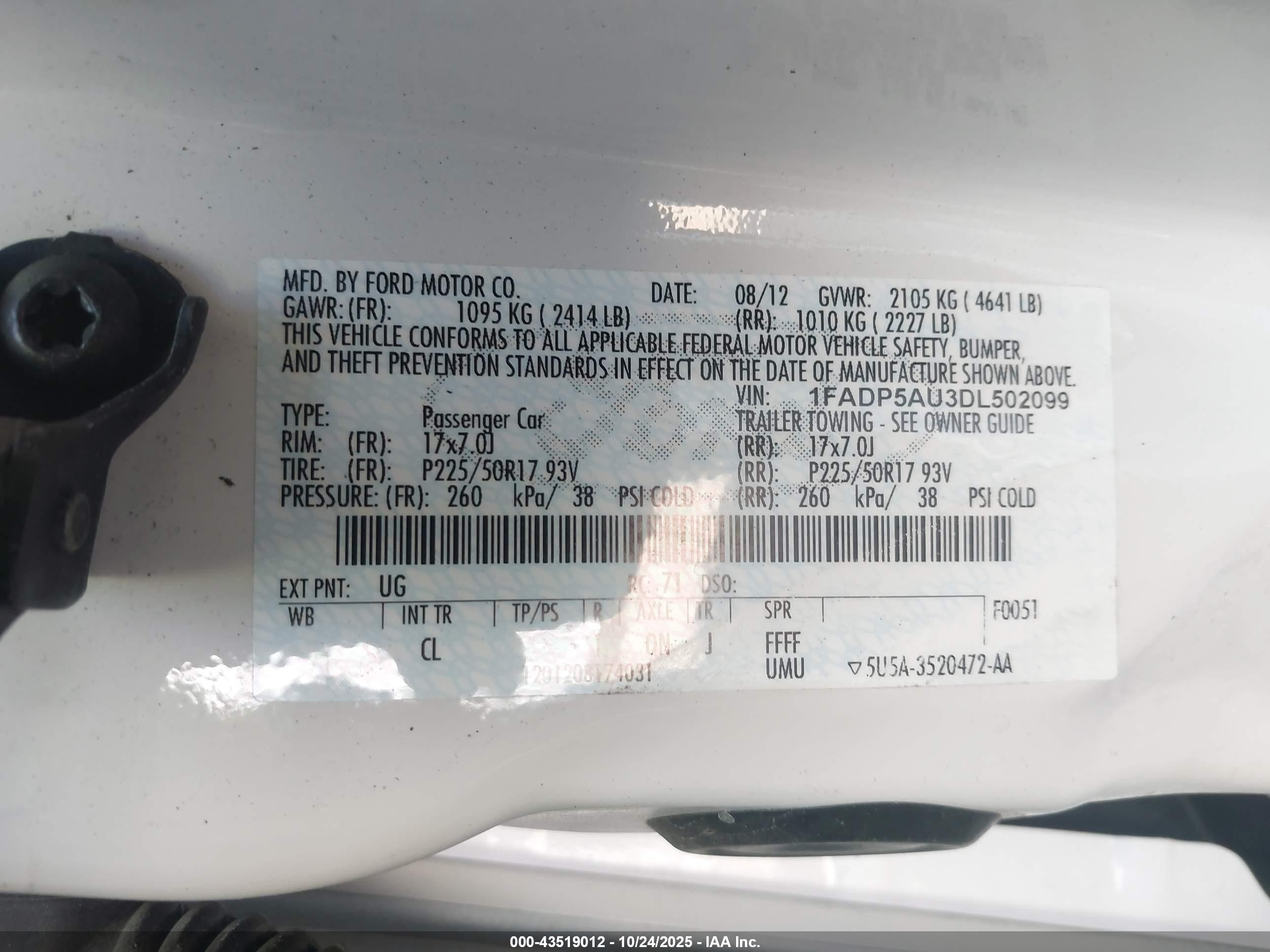 2013 Ford C-max Hybrid Se White vin: 1FADP5AU3DL502099